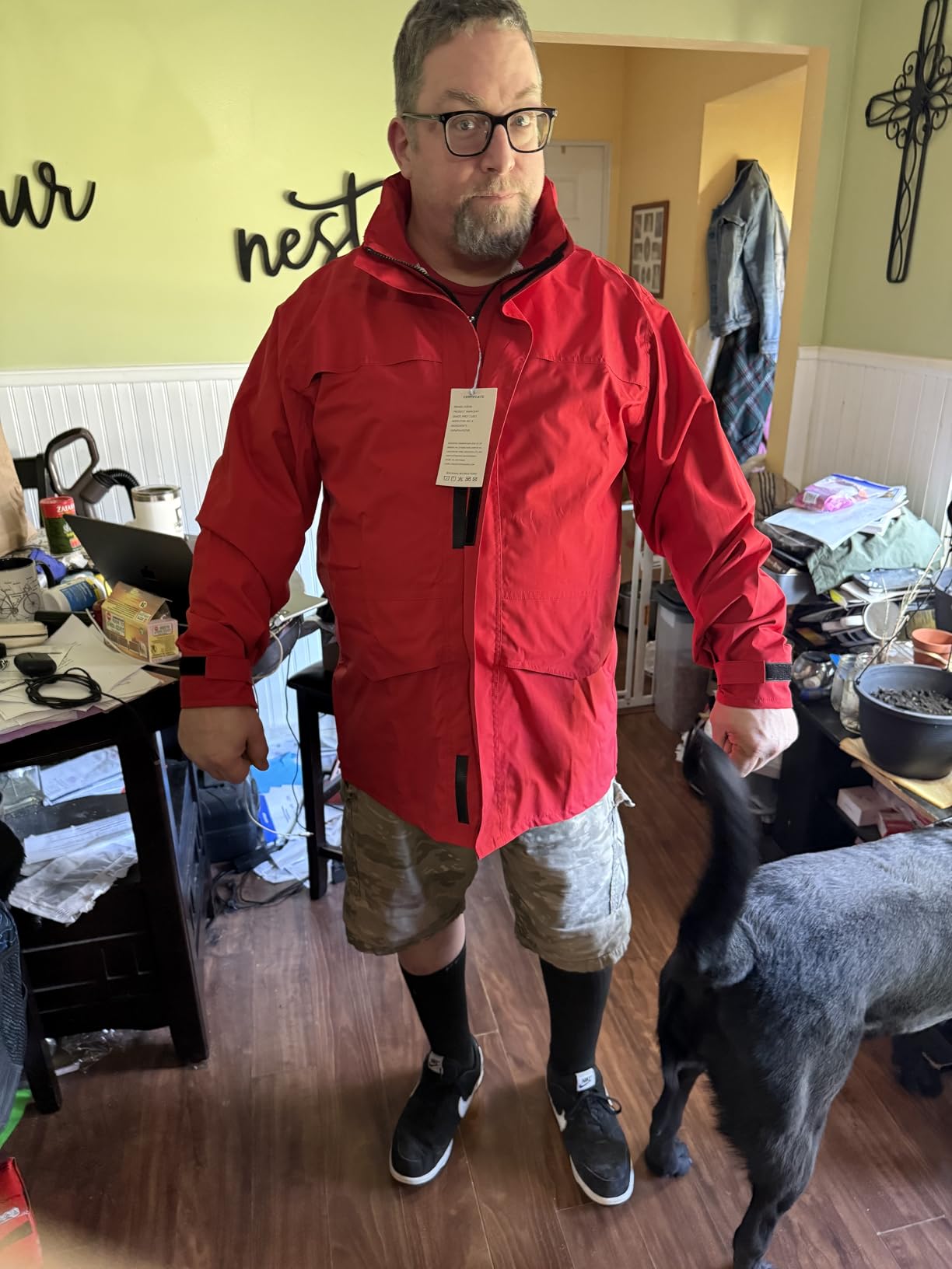 iCreek Rain Suit Waterproof Jacket with Pants 2 Pieces Breathable Lightweight Packable Raincoat with Hooded Rain Gear Unisex customer photo 1