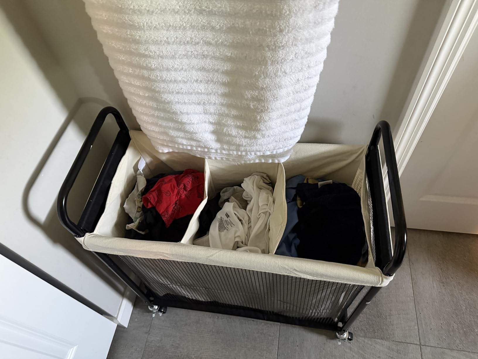 STO STO Laundry Hamper 3 Section, 120L Rolling Laundry Sorter Cart with Removable and Washable Liner Bag, Clothes Hamper with Wheels and Metal Handle for Laundry Room and Bedroom customer photo 1