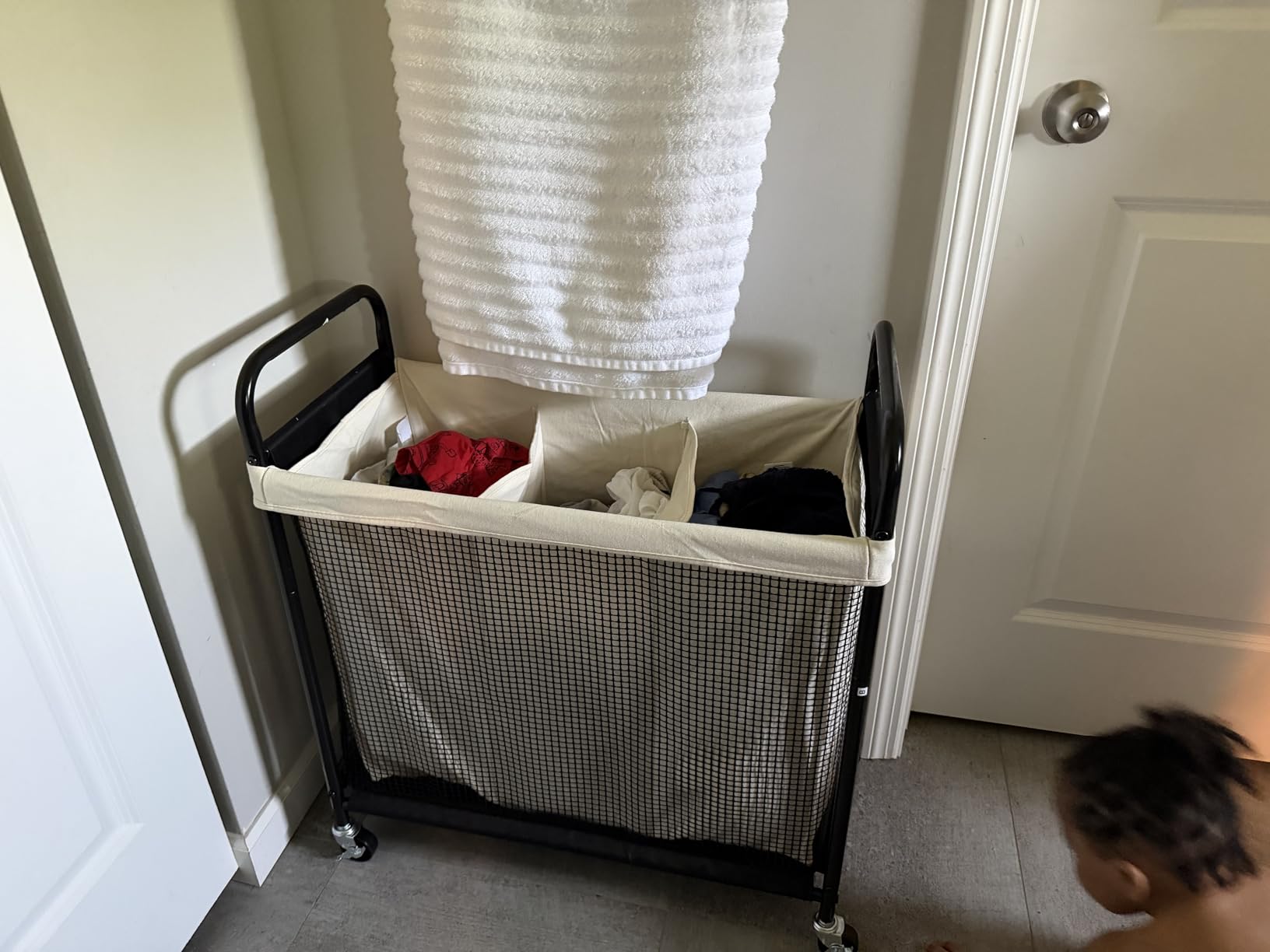 STO STO Laundry Hamper 3 Section, 120L Rolling Laundry Sorter Cart with Removable and Washable Liner Bag, Clothes Hamper with Wheels and Metal Handle for Laundry Room and Bedroom customer photo 2