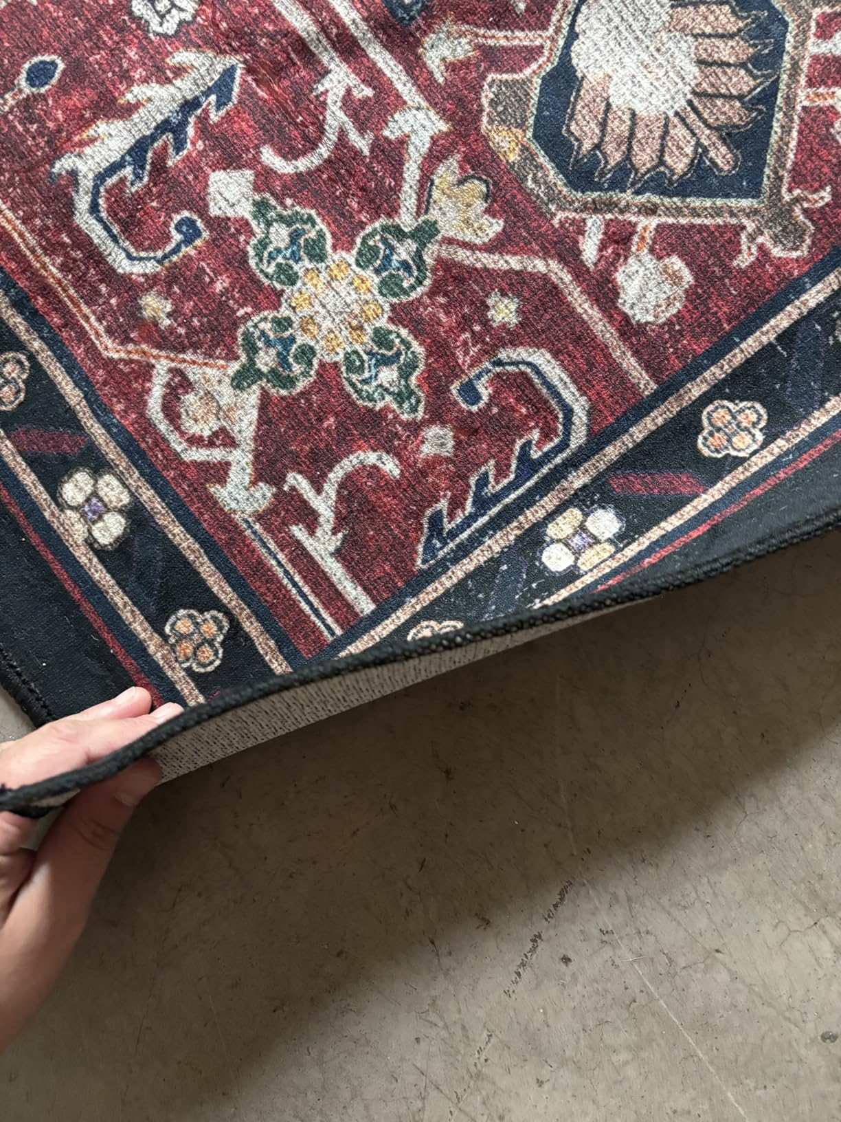 RELEANY Area Rugs 5'x7' Washable Non-Slip, Floral Vintage Distress Medallion Carpet for Living Room Bedroom Dining Room, Terracotta Burnt Orange Green customer photo 1