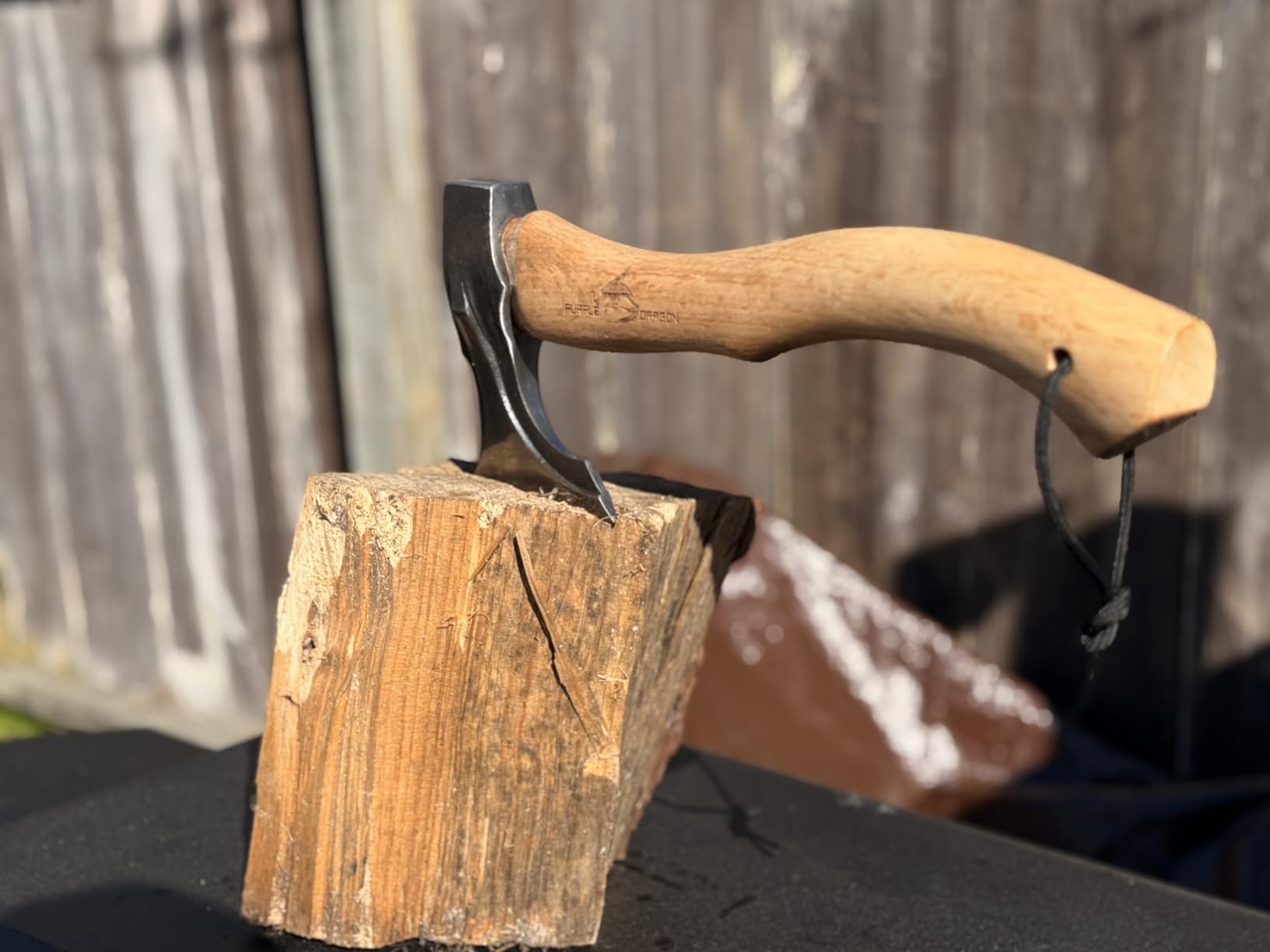 Purple Dragon Camping Hatchet 14.7 Inch Hand Forged Splitting Axe - Outdoor Wood Splitting Chopping & Carving Tool with Leather Sheath Bushcraft Survival Wooden for Men and Women customer photo 2