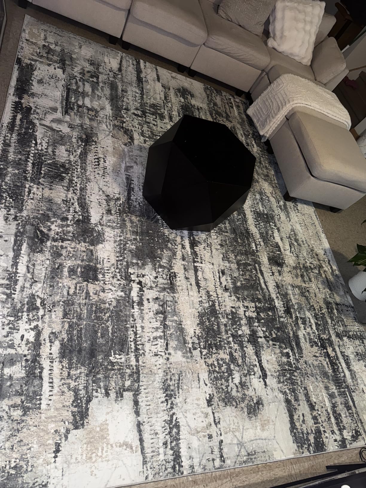 5x7 Area Rugs Washable Rug: Modern Abstract Living Room Rug Soft Anti-Skid Thin Carpet Indoor Floor Non-Shedding Carpets for Bedroom Dining Room Farmhouse Nursery Home Office Black Grey Gold customer photo 1