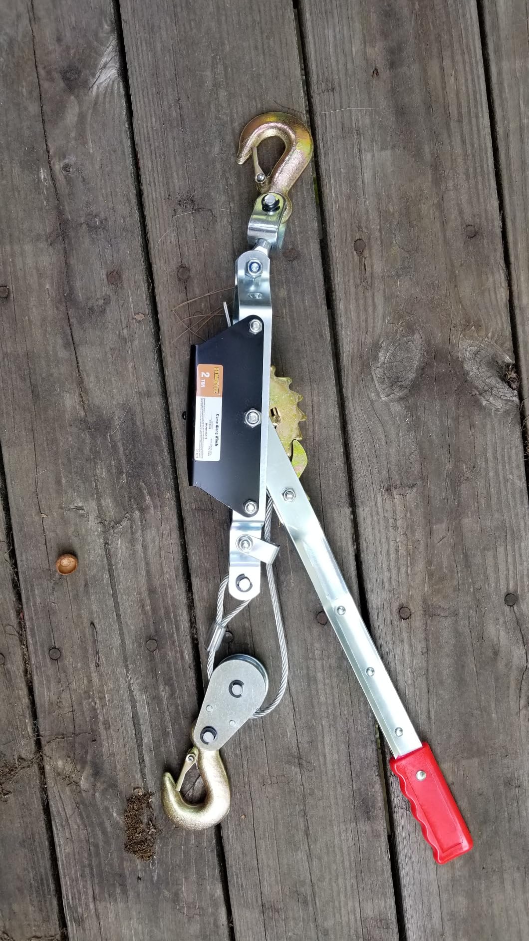 Come Along Winch Heavy Duty, 10FT 2T Come Along Pulling Tool 2 Gears 2 Hooks, Cable Winch Puller, Come Along Power Puller Ratchet Tool for Construction Automotive Farm Fences (with Straps) customer photo 1