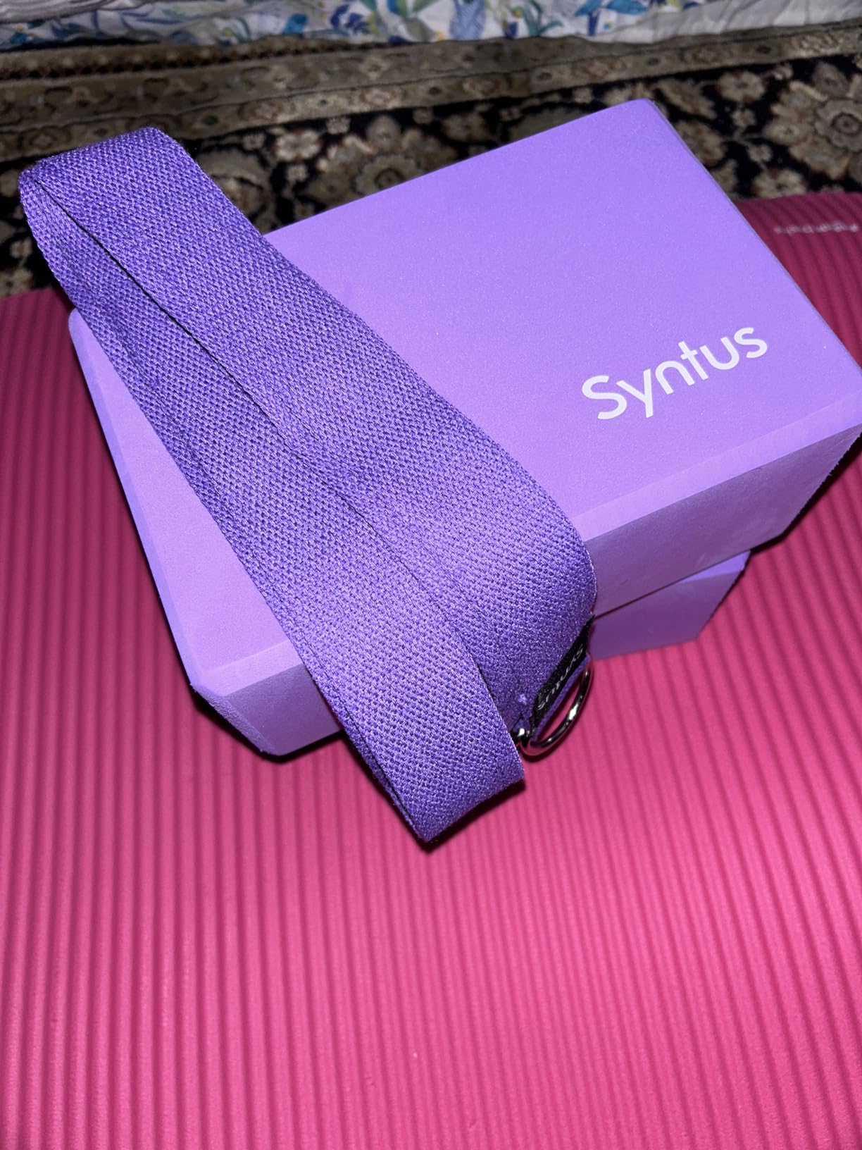 Syntus Yoga Block and Yoga Strap Set, 2 Soft Non-Slip Yoga Blocks 9x6x4 inches, 8FT Metal D-Ring Strap for Yoga, General Fitness, Pilates, Stretching and Toning customer photo 2