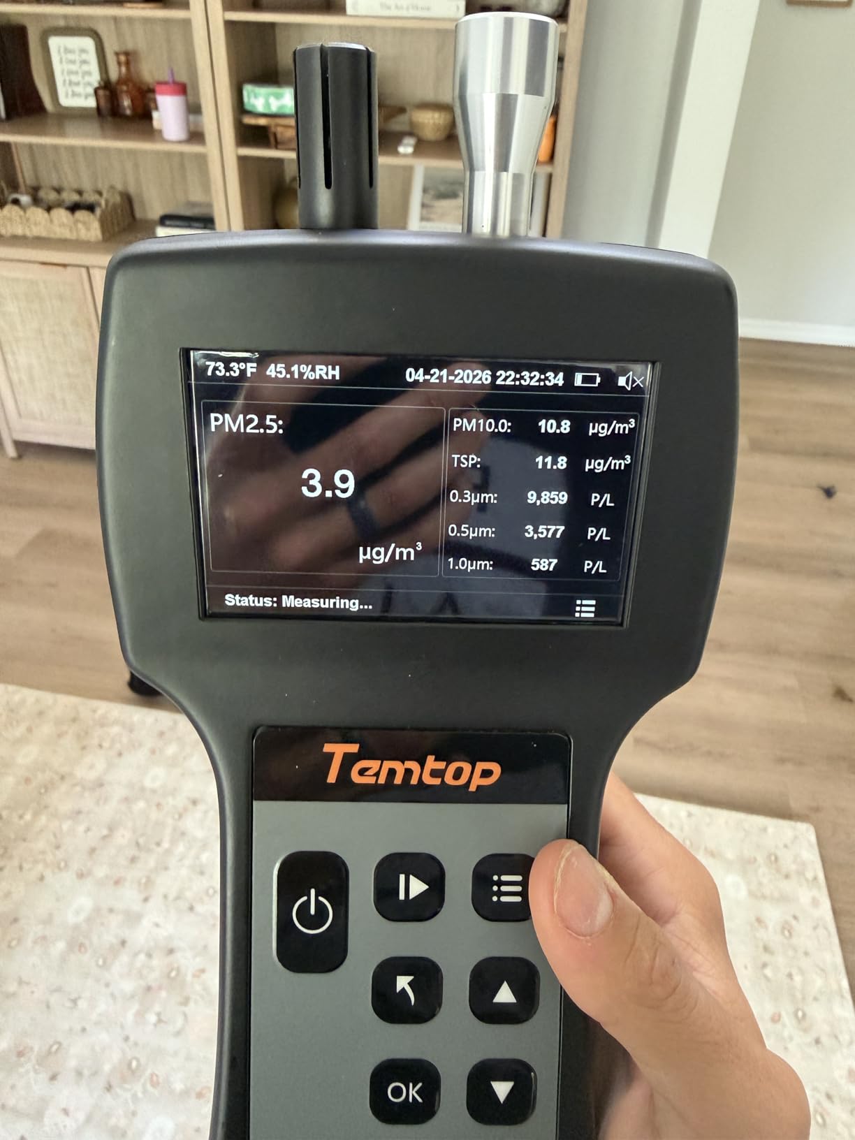 Temtop Handheld Particle Counter 0.3um, 0.5um, 1.0um Particulate Monitor PM2.5, PM10, TSP, Temp & Humidity Detector customer photo 2