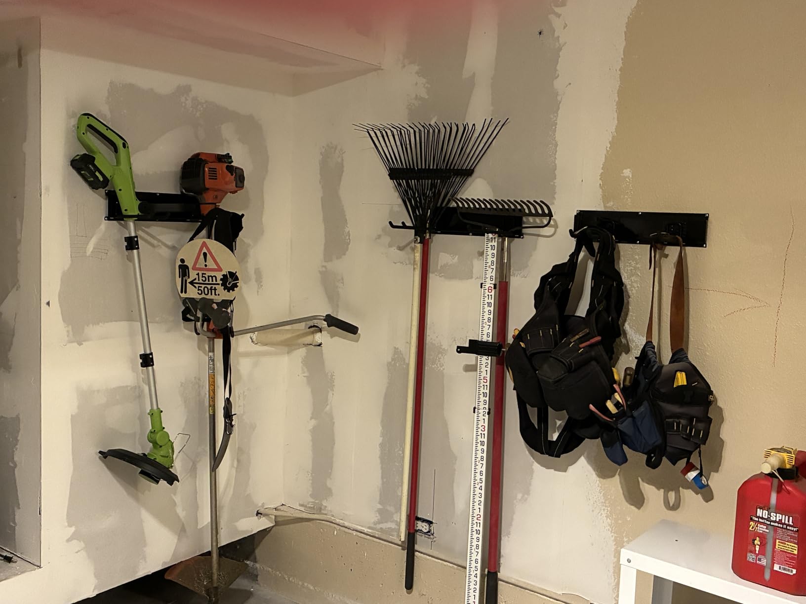 TIDYME Garage Tool Organizer Wall Mount - 64 inches - Sturdy Storage Rack with Adjustable Hooks, Anti-Rust - Easy Installation, 400lbs Capacity - Garden Tool Organizer (04 Racks & 08 Hooks) customer photo 1
