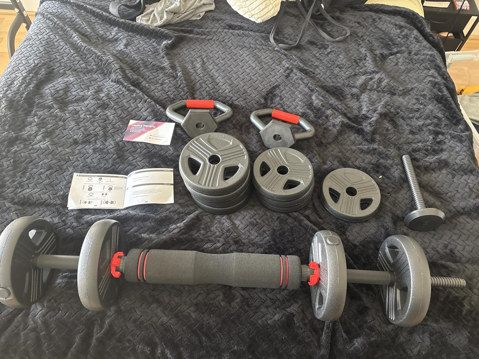 FITPLAM Adjustable dumbbell set, 20/35/45/55/70/90lbs Free Weights set with upgraded nut, 5 in 1 Weight Set customer photo 1