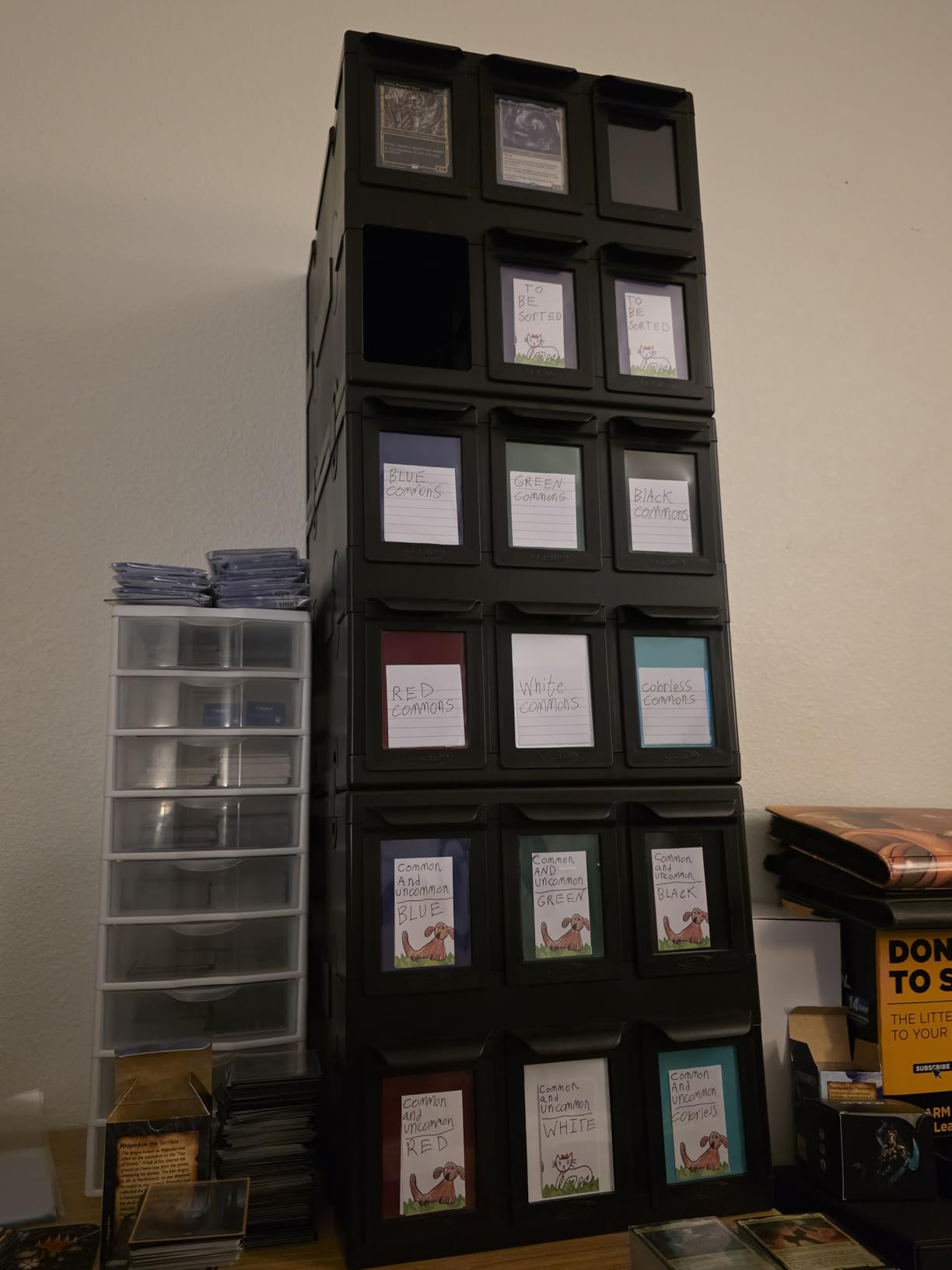 6 Drawer Card Catalog - Black | Stackable Trading Card Organizer Box | Holds Sports Cards, Gaming Cards, Toploaders & Magnetics | Heavy-Duty Black Plastic Storage with Dividers customer photo 1