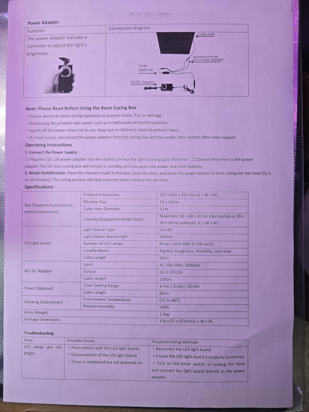 Upgrade UV Resin Curing Box with Adjustable Brightness 48W 395nm UV Curing Light Smart Time Control UV Cure Station DIY Curing Enclosure for SLA/DLP/LCD 3D Printer Solidify Photosensitive Resin customer photo 1