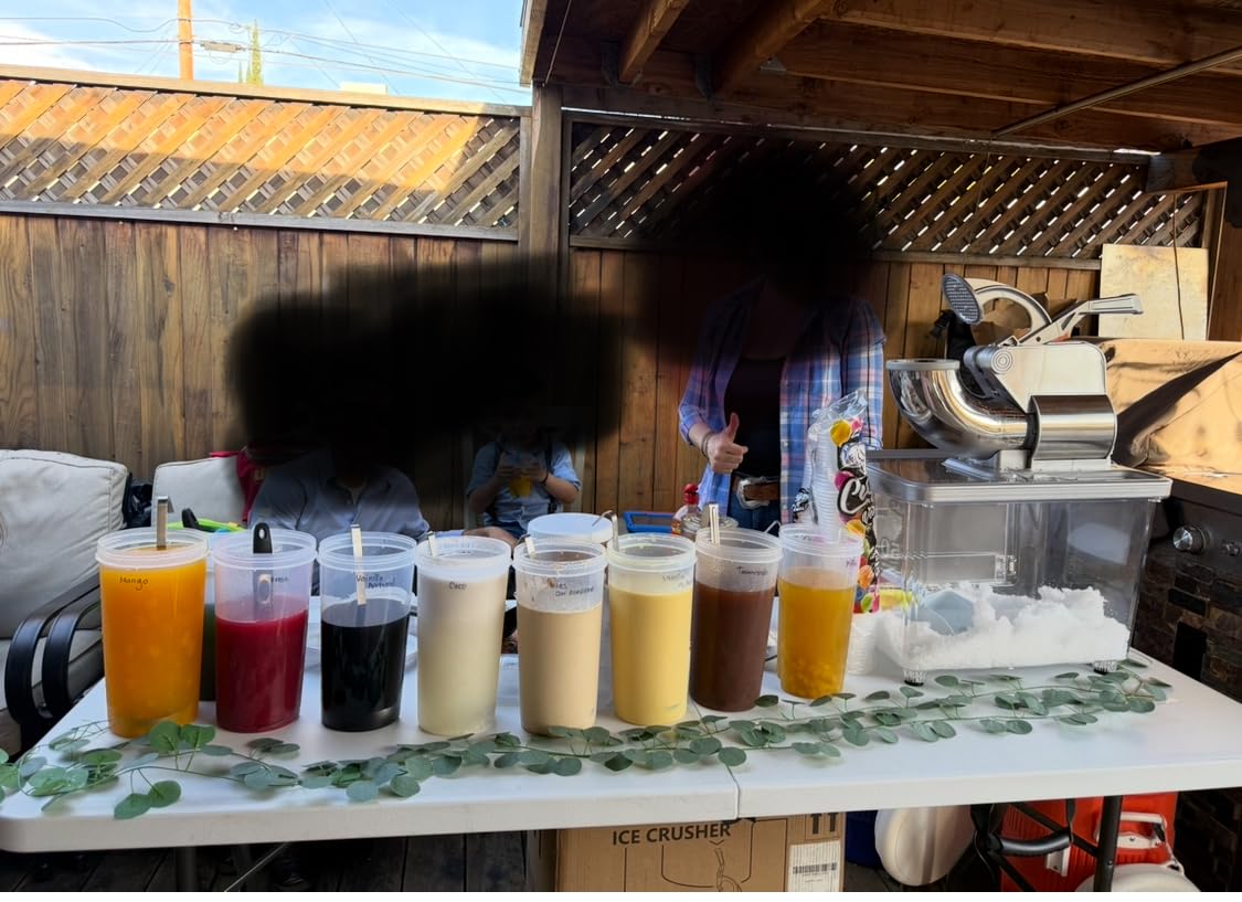 EUHOMY Snow Cone Machine, 661 Lbs/H Commercial Shaved Ice Machine with 34L Large Capacity, 300W Electric Ice Shaver with Dual Blades, ETL Certified Snow Cone Maker for Home & Commercial Use (Silver) customer photo 1