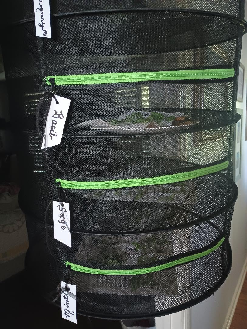 iPower 2ft 6-Layer Foldable Herb Mesh Dry Rack Hanging Drying Net with Zippers Heavy Duty Ring for Hydroponic Plant, Free Storage Bag and Hook Included, New customer photo 1