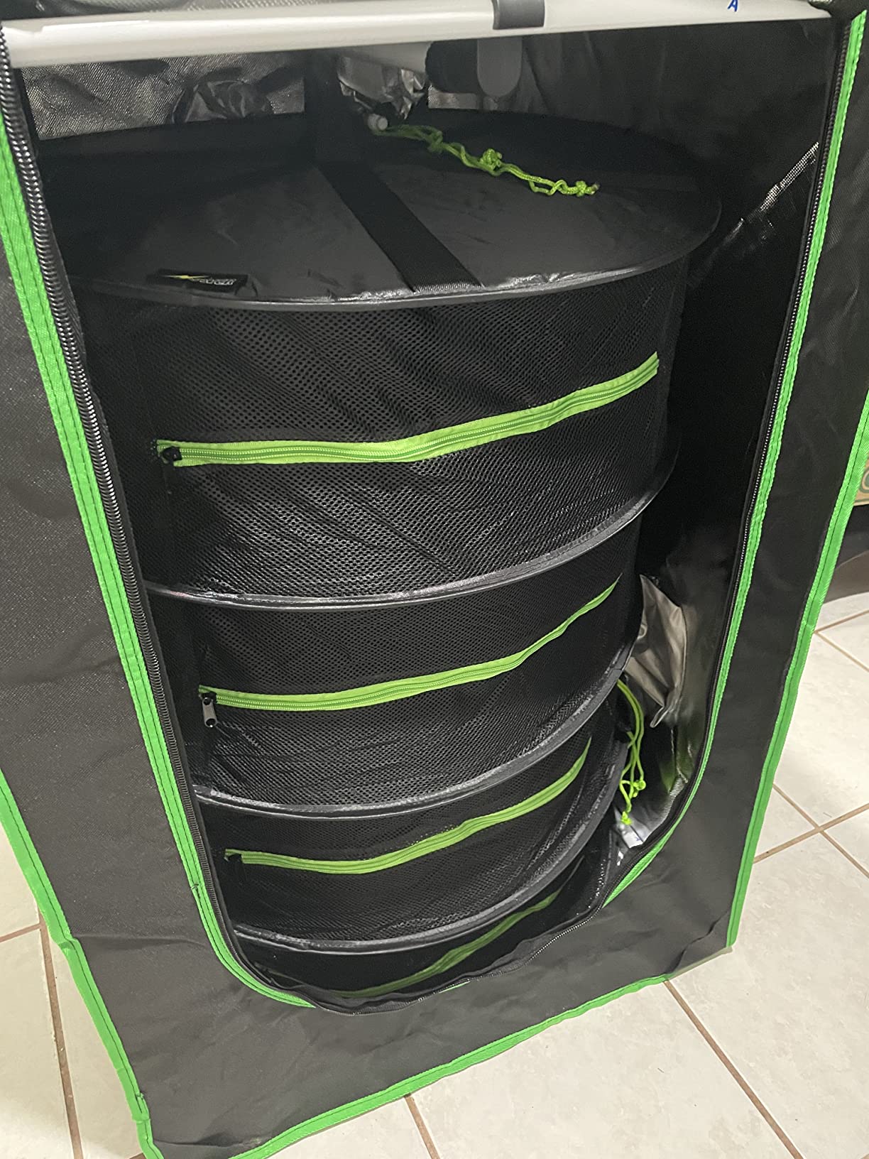 iPower 2ft 6-Layer Foldable Herb Mesh Dry Rack Hanging Drying Net with Zippers Heavy Duty Ring for Hydroponic Plant, Free Storage Bag and Hook Included, New customer photo 2
