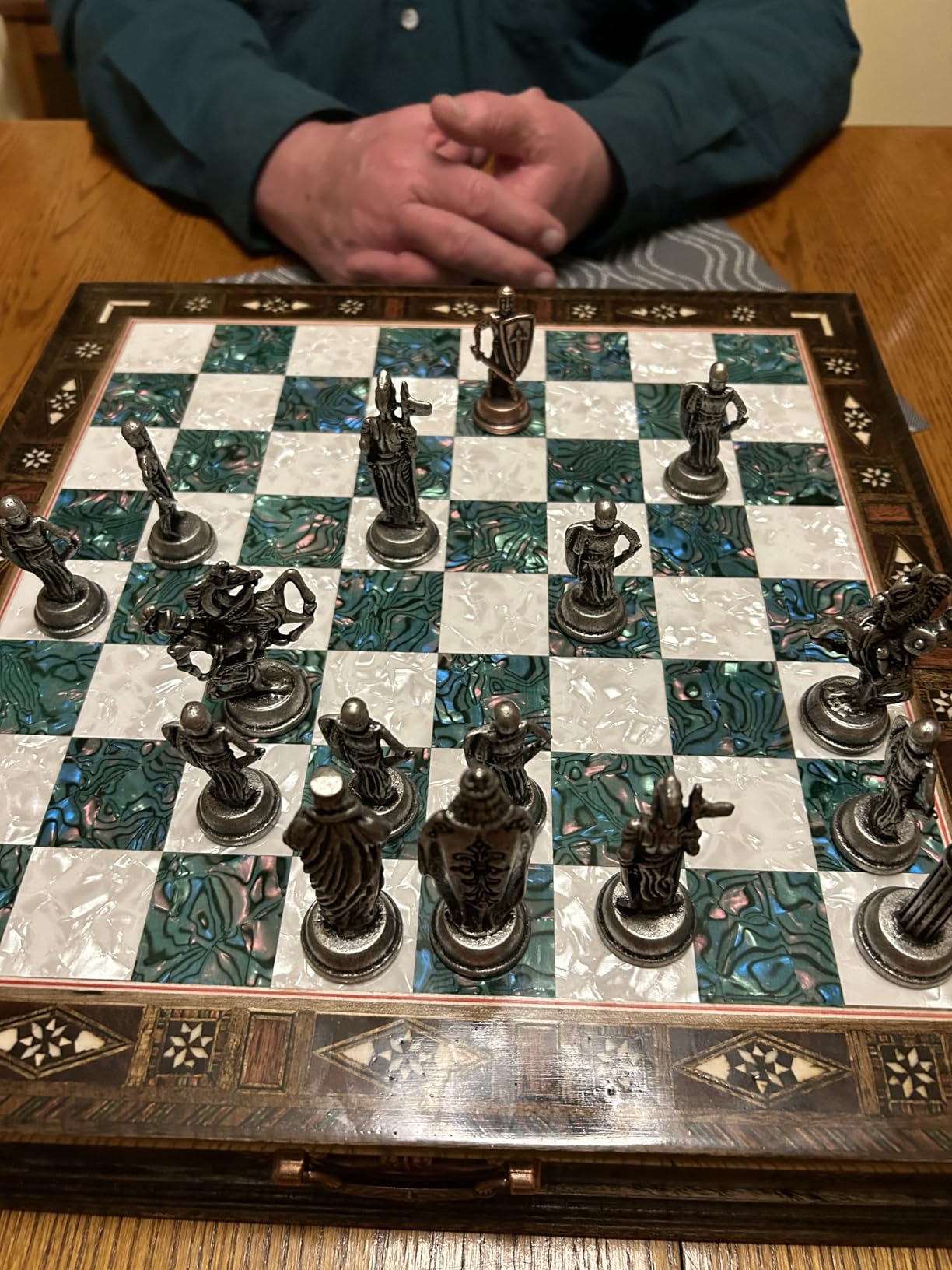 15'' Handmade Walnut Wooden Chess Set - British Style Metal Chess Pieces - Luxury Storage Chess Board for Adults & Gift for Dad (Walnut) customer photo 1