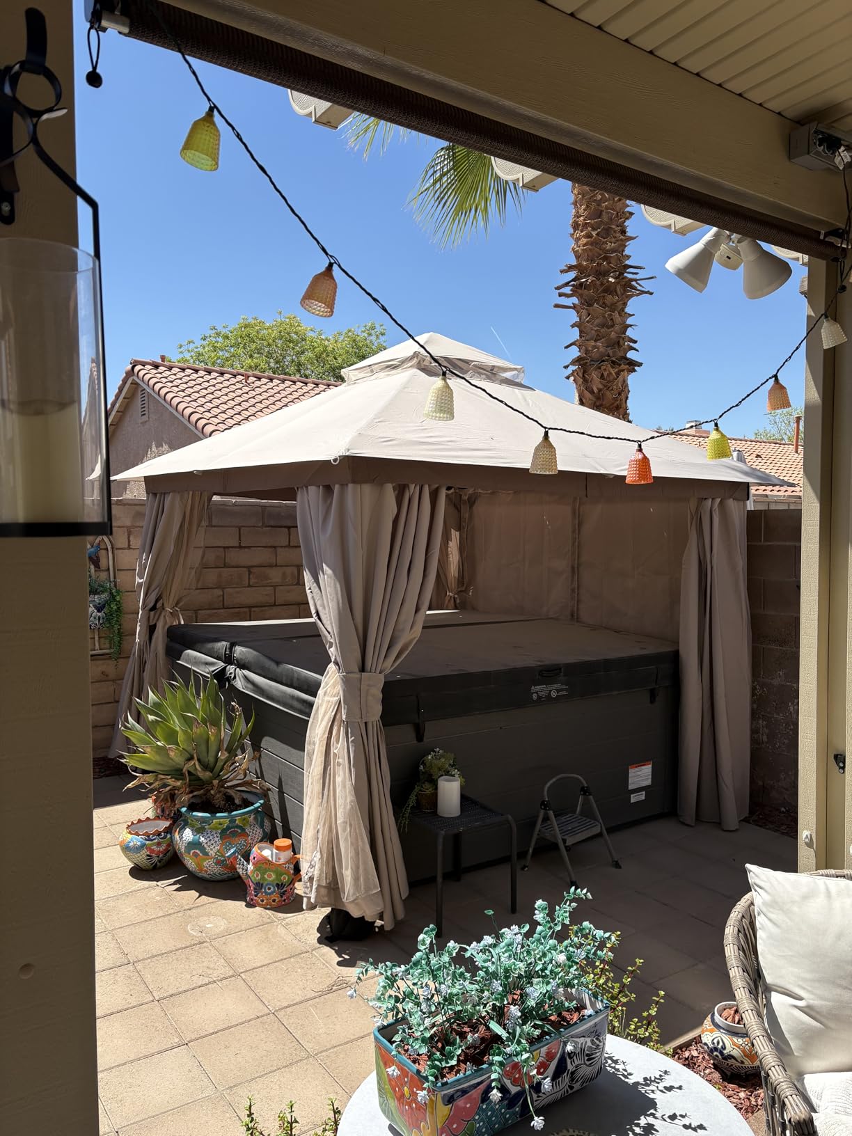 LAUSAINT HOME 12'x12' Outdoor Gazebo, Metal Frame Heavy Duty Patio Canopy Tent Shelter with Double Roofs, Mosquito Nettings and Privacy Screens for Backyard, Garden, Lawn, Khaki customer photo 2