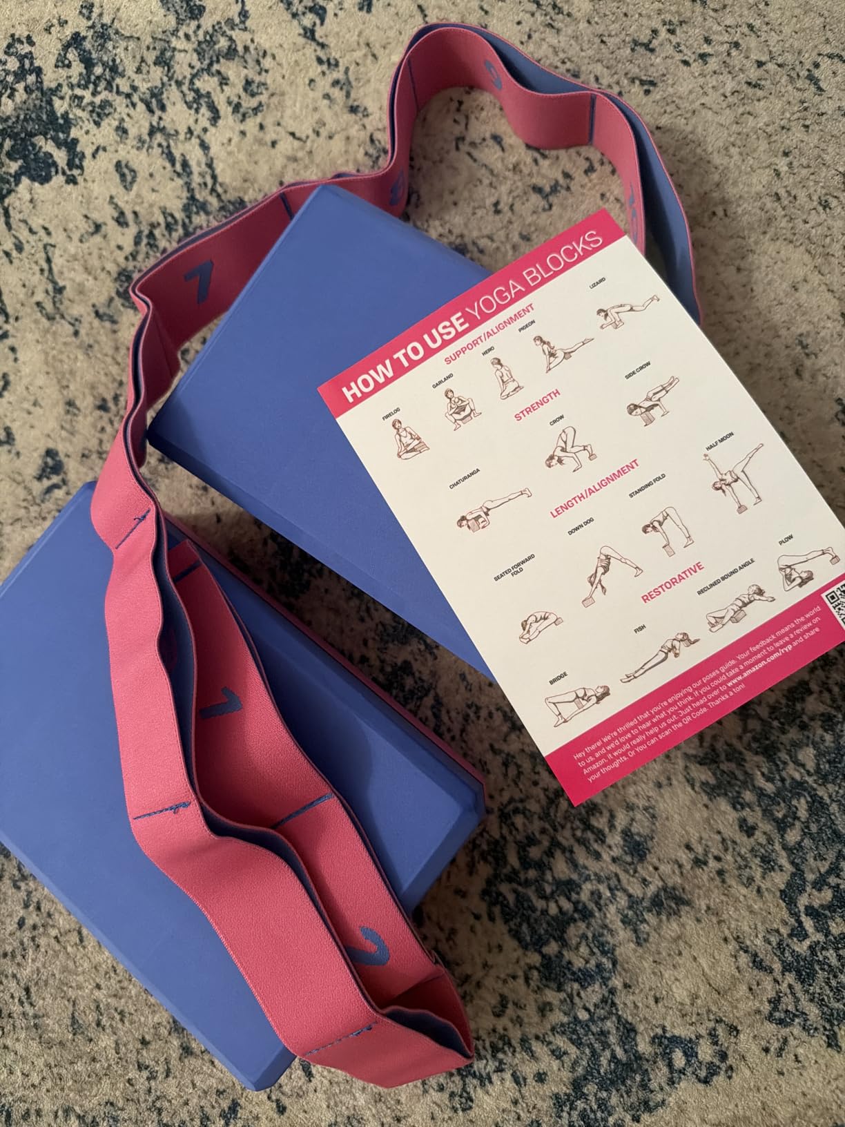 Yoga Blocks 2 Pack with Strap & Guide - Non-Slip EVA Foam Pilates Blocks for Home Workouts, Dance, Ballet, Gymnastics & Stretching Exercise | Ideal Dancer Gifts customer photo 2