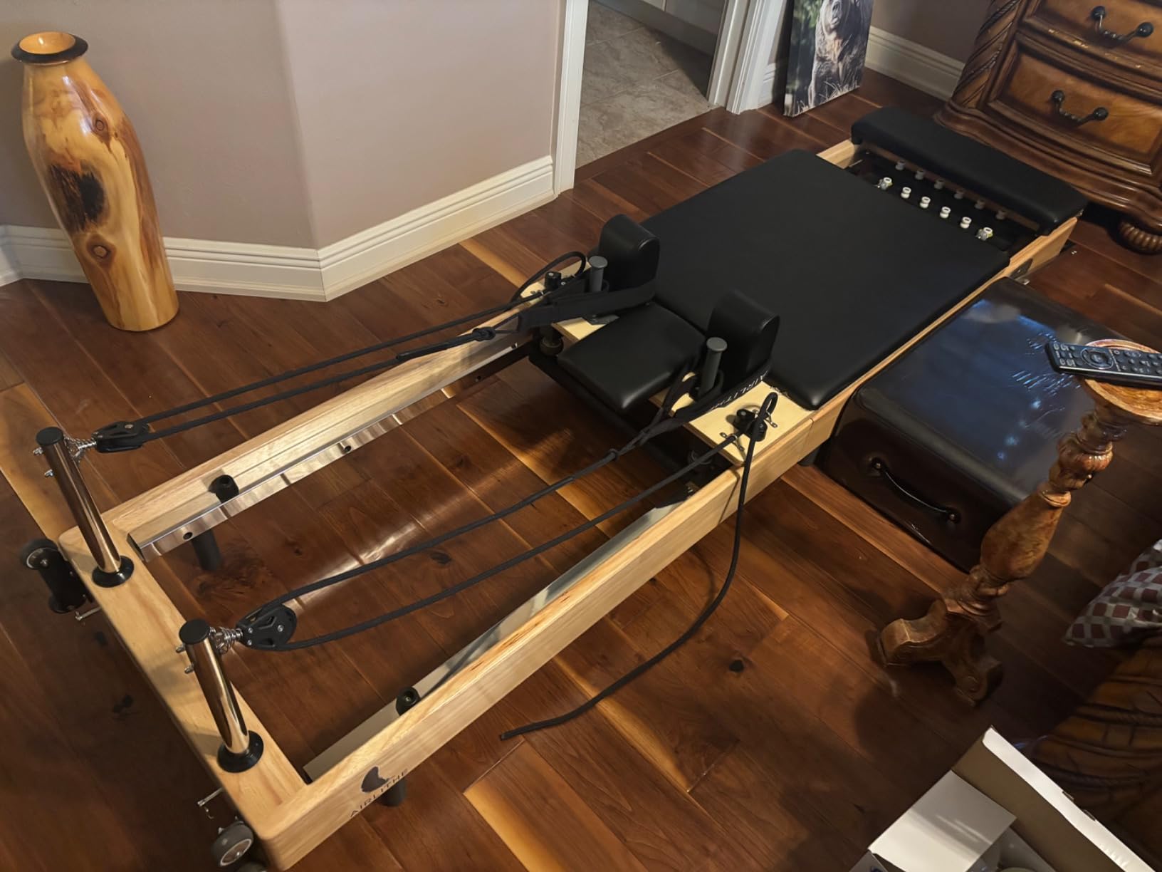 Airlithe Foldable Pilates Reformer Machine for Home Workouts - Wooden Pilates Reformer Equipment with 360° Wheels, Reformer Box, Jump Board & Foot Board | 70+ Guided Workouts customer photo 1