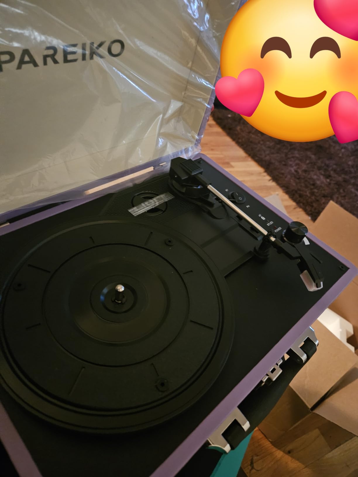 Record Player 3 Speed Turntable Portable Suitcase with Bluetooth Built-in Battery Aux in RCA Line Out customer photo 2