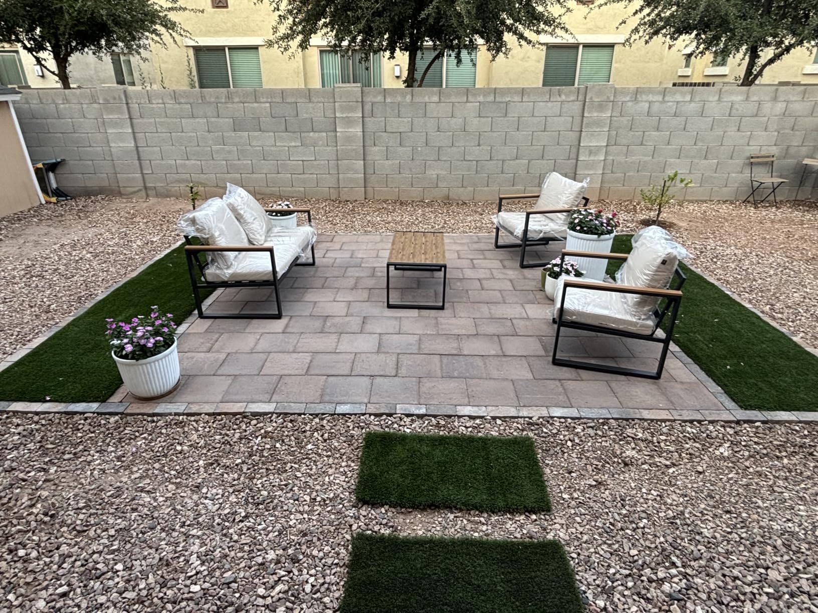 Patio Furniture Set, 4 Pieces Outdoor Patio Furniture with Coffee Table Set, Metal Patio Conversation Sets with Washable and High-Resiliency Sponge Cushions, Upgraded Beige customer photo 1