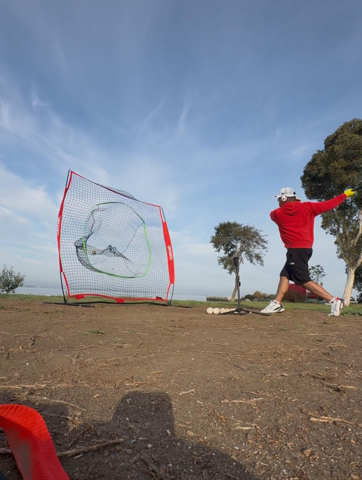 7x7ft/8x8ft Baseball Softball Net with Steel Frame for Batting, Hitting, Pitching, Portable Baseball Batting Net with Carry Bag, Great for All Levels customer photo 1