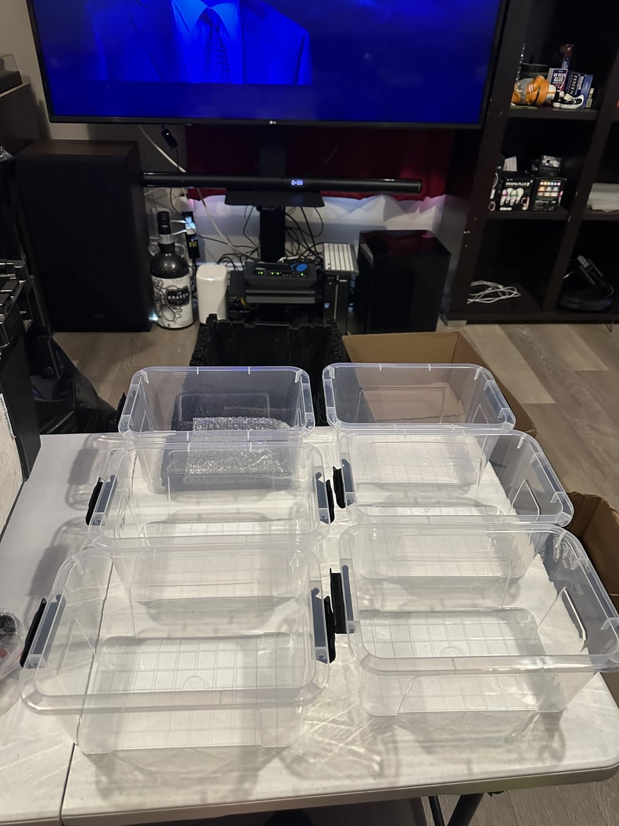 EOENVIVS Plastic Storage Bins with Lids 6 Pack, 7 Quart Storage Containers With Black Buckle Latch, Stackable Storage Organizers for Home Pantry Office Classroom Organization, Clear customer photo 1