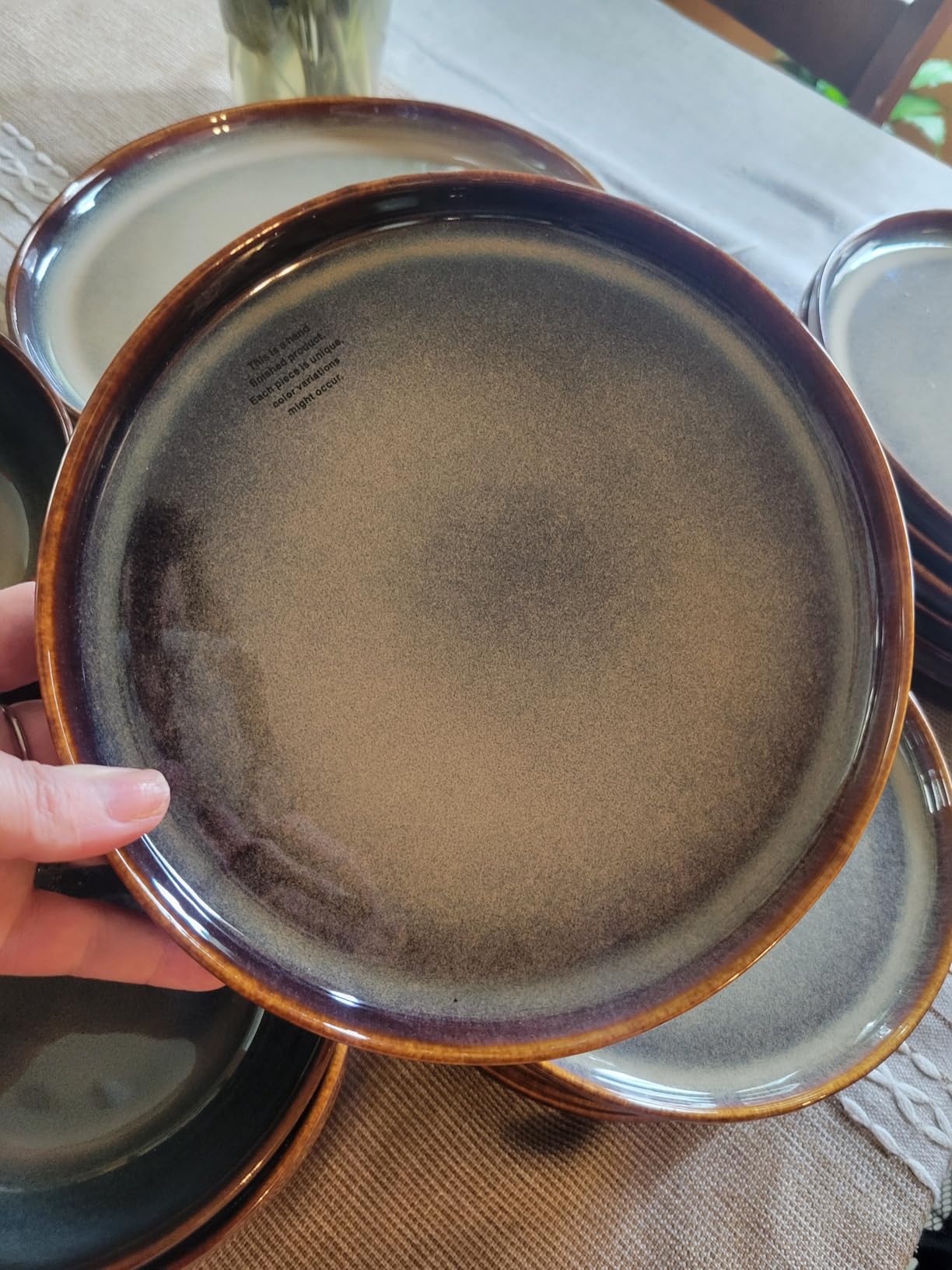 TheTerra Ceramic Dinnerware Sets for 4, 12 Pieces Handmade Reactive Glaze Plates and Bowls Set, Scratch Resistant Dish Set, Oven & Microwave & Dishwasher Safe customer photo 1
