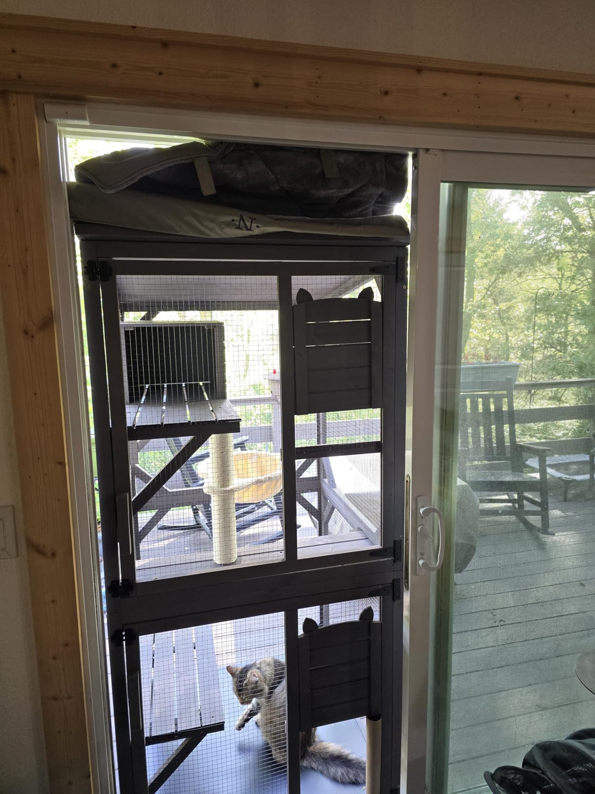 Aivituvin Cat Catio Outdoor Cat House Movable Large Enclosures on Exercise Wheels Kitty Cage with Upgraded Resting Box,Waterproof Cover customer photo 2