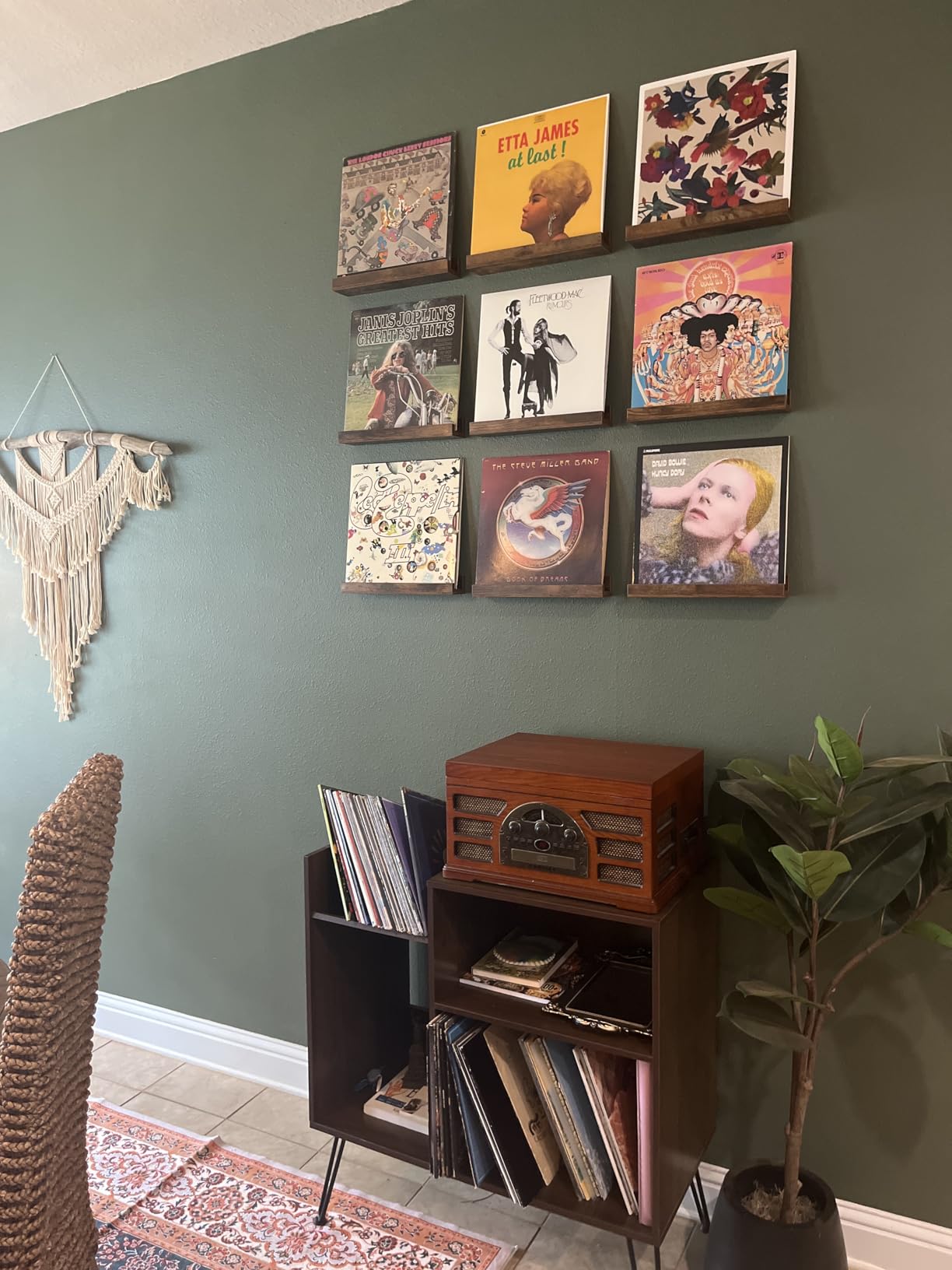 Vinyl Record Shelf Wall Mount, 12 inch Wooden Album Record Holder Display, Pack of 6 Floating Shelves for Wall, Magazine Rack, Kids Bookshelf for Bedroom, Living Room, Rustic Brown customer photo 1