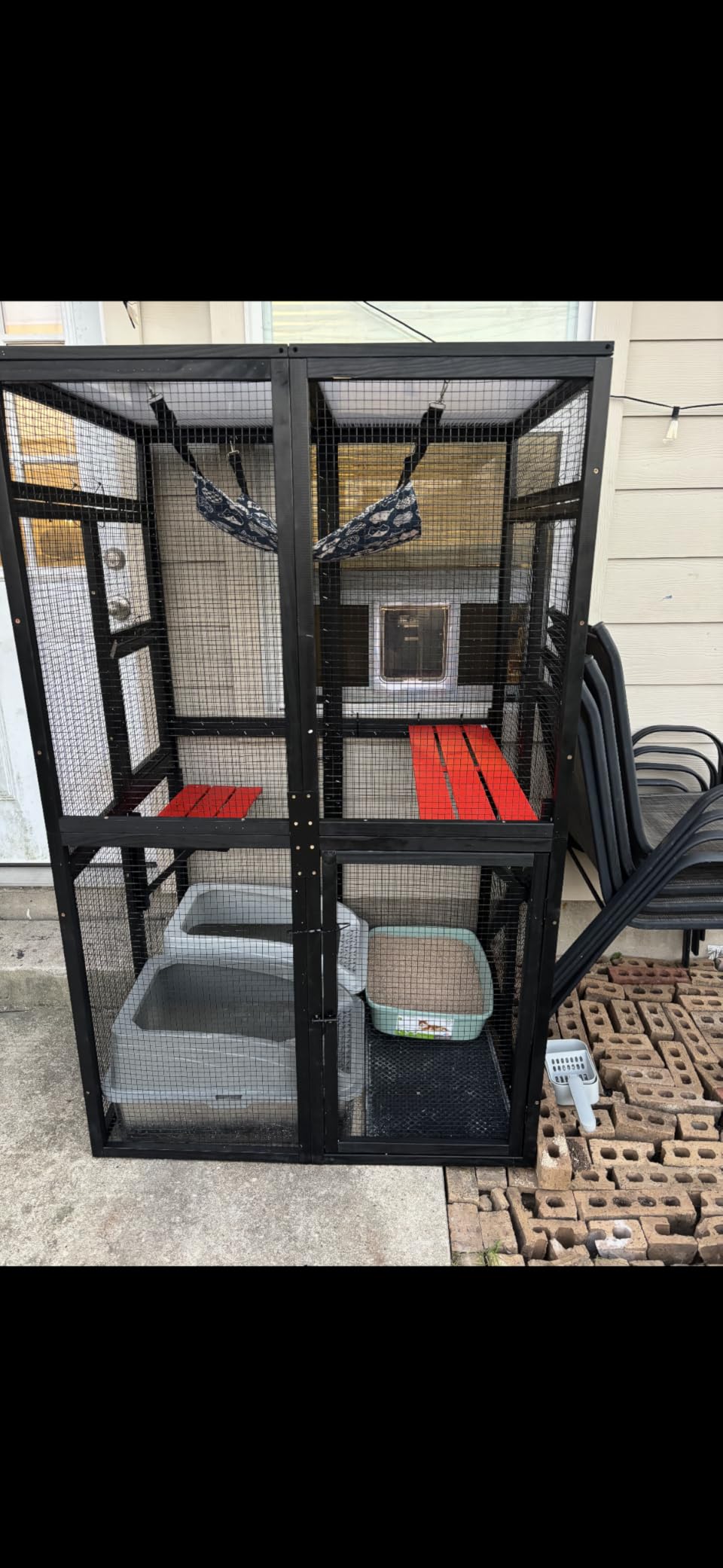 Catio Outdoor Cat Enclosure - Premium Wooden Cat Catio with Window Access & Breathable Mesh, Weatherproof Kitty House for Patio/Backyard/Indoor (Gray) customer photo 2