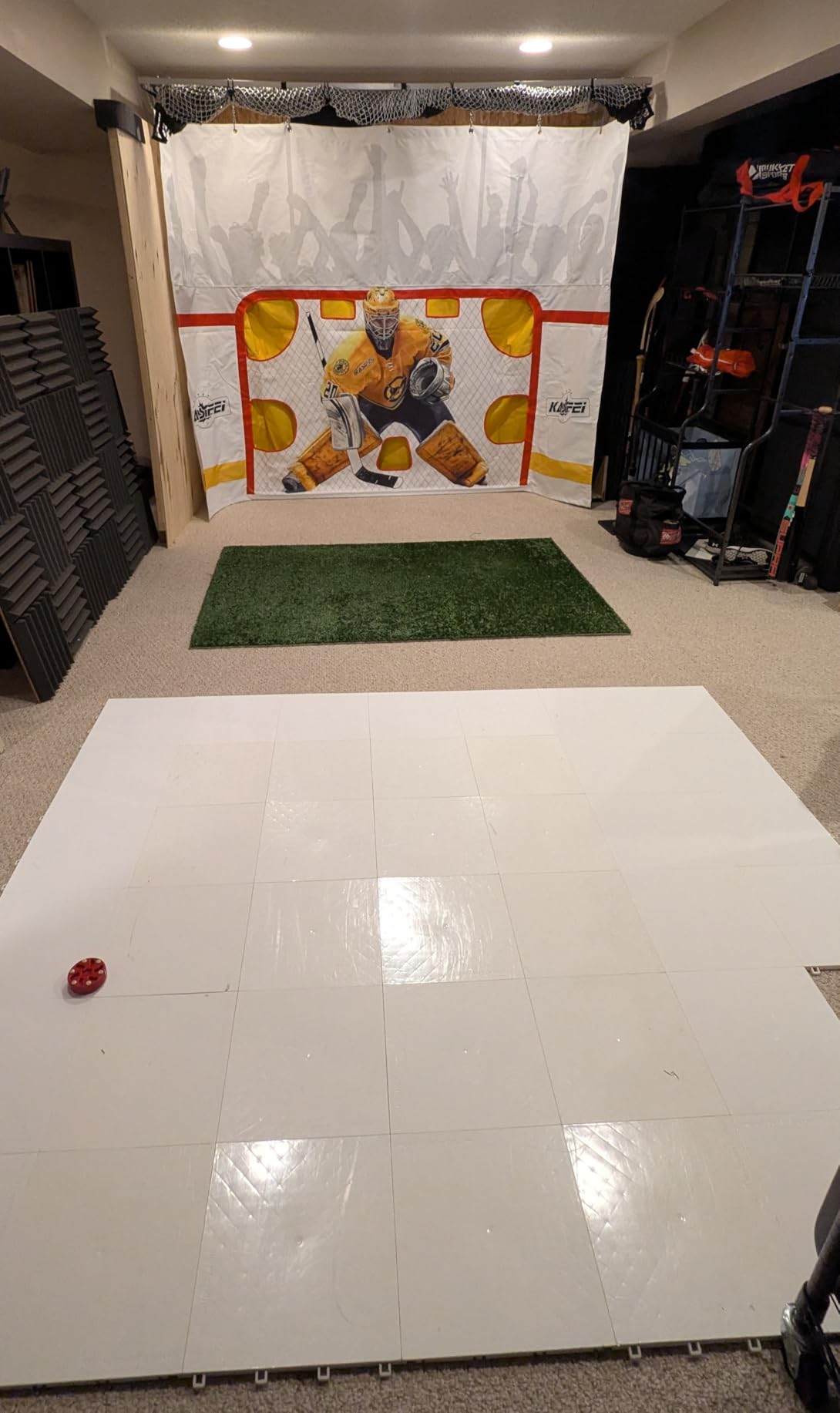 kasifei 7' x 10' Heavy Duty Hockey Shooting Tarp - Built-in Shooter Tutor - Great Hockey Net Replacement - Training Equipment for All Skill Levels - Garage & Wall Protection customer photo 1