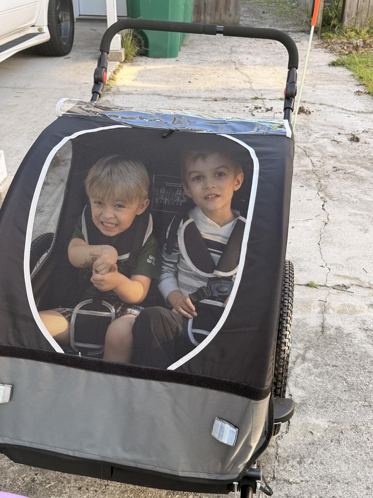 Sepnine Kids Bike Trailer, 2 in1 Canopy Carrier Converts to Pushcart customer photo 1