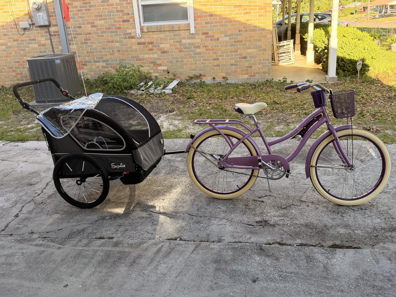 Sepnine Kids Bike Trailer, 2 in1 Canopy Carrier Converts to Pushcart customer photo 2