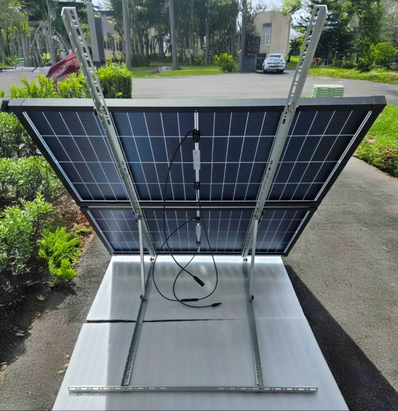 Solar Panel Mount Brackets, 2 Sets 45 inch Adjustable with Foldable Tilt Legs, Suitable for 2-4pcs 180 200 300 400 500 Watt Solar Panel for Roof, RV, Boat, and Off-Grid customer photo 1