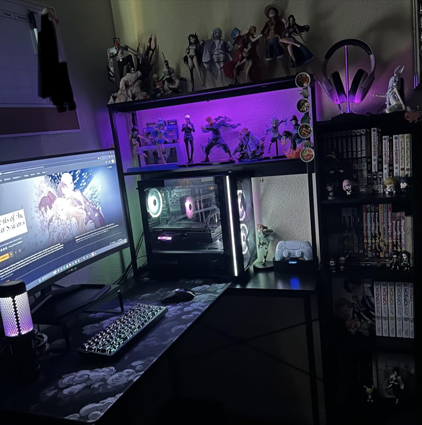 ODK 53 Inch L Shaped Gaming Desk with LED Lighting, Reversible Desk with Power Outlets, Corner Computer Table with Storage Shelves & Bag & Iron Hook customer photo 2
