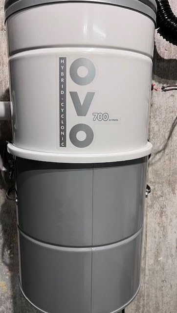 OVO Large and Powerful Central Vacuum System, 700 Airwatts Hybrid Filtration, Covers up to 7500 sq.ft, 6.6 Gal / 25L Bottom Load Rolled Steel Canister customer photo 1