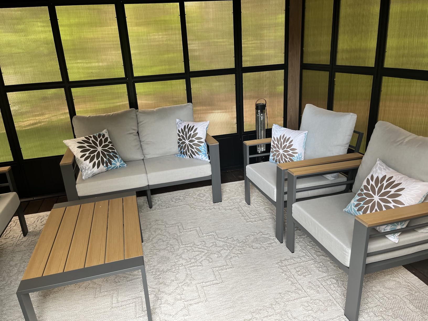Aoxun Aluminum Patio Furniture Set 7 Seats, Oversized Outdoor Sectional with Washable Thick Cushions, Coffee Table and Waterproof Cover, Patio Conversation Sets for Porch, Balcony, Deck customer photo 1