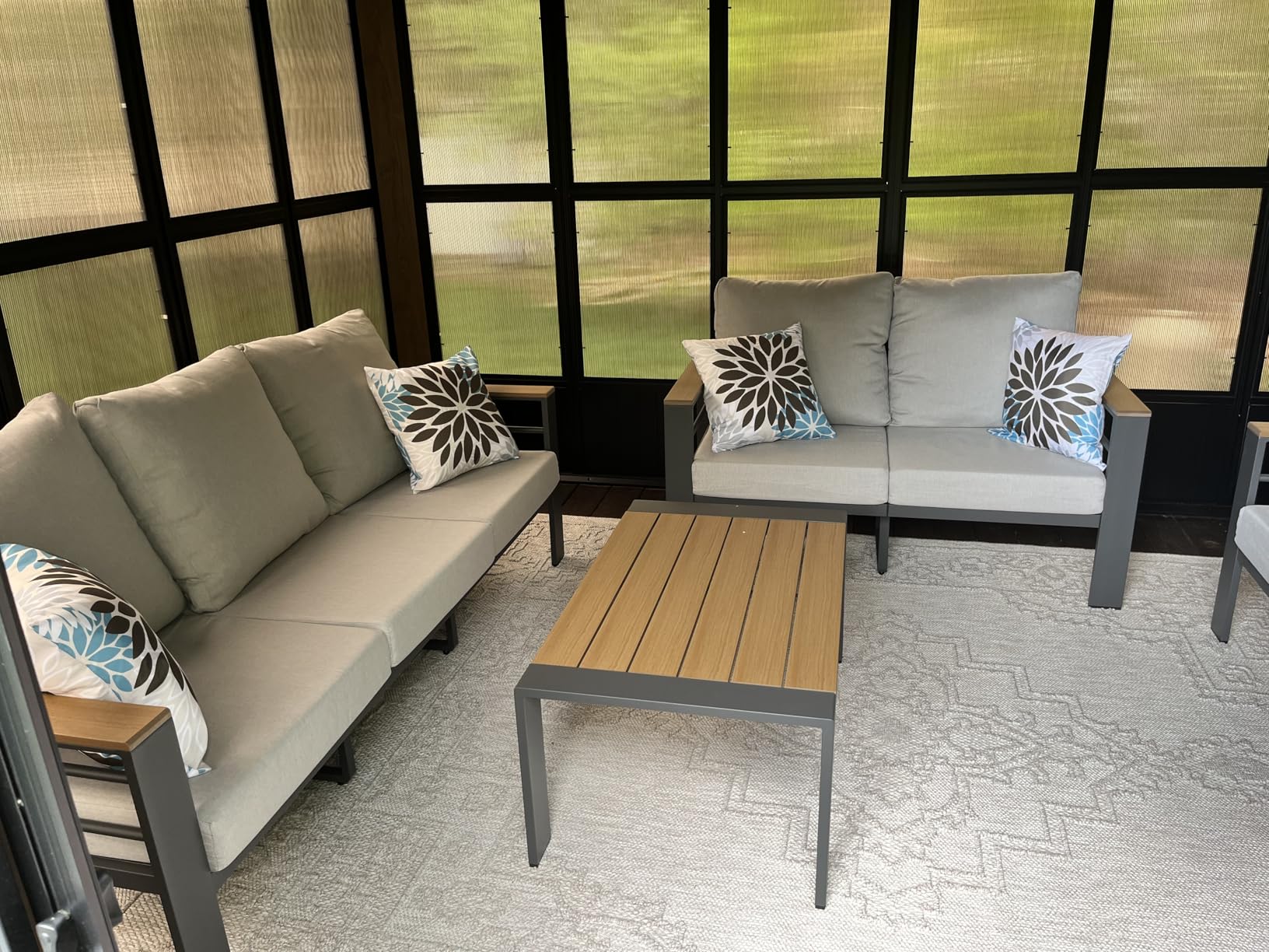 Aoxun Aluminum Patio Furniture Set 7 Seats, Oversized Outdoor Sectional with Washable Thick Cushions, Coffee Table and Waterproof Cover, Patio Conversation Sets for Porch, Balcony, Deck customer photo 2