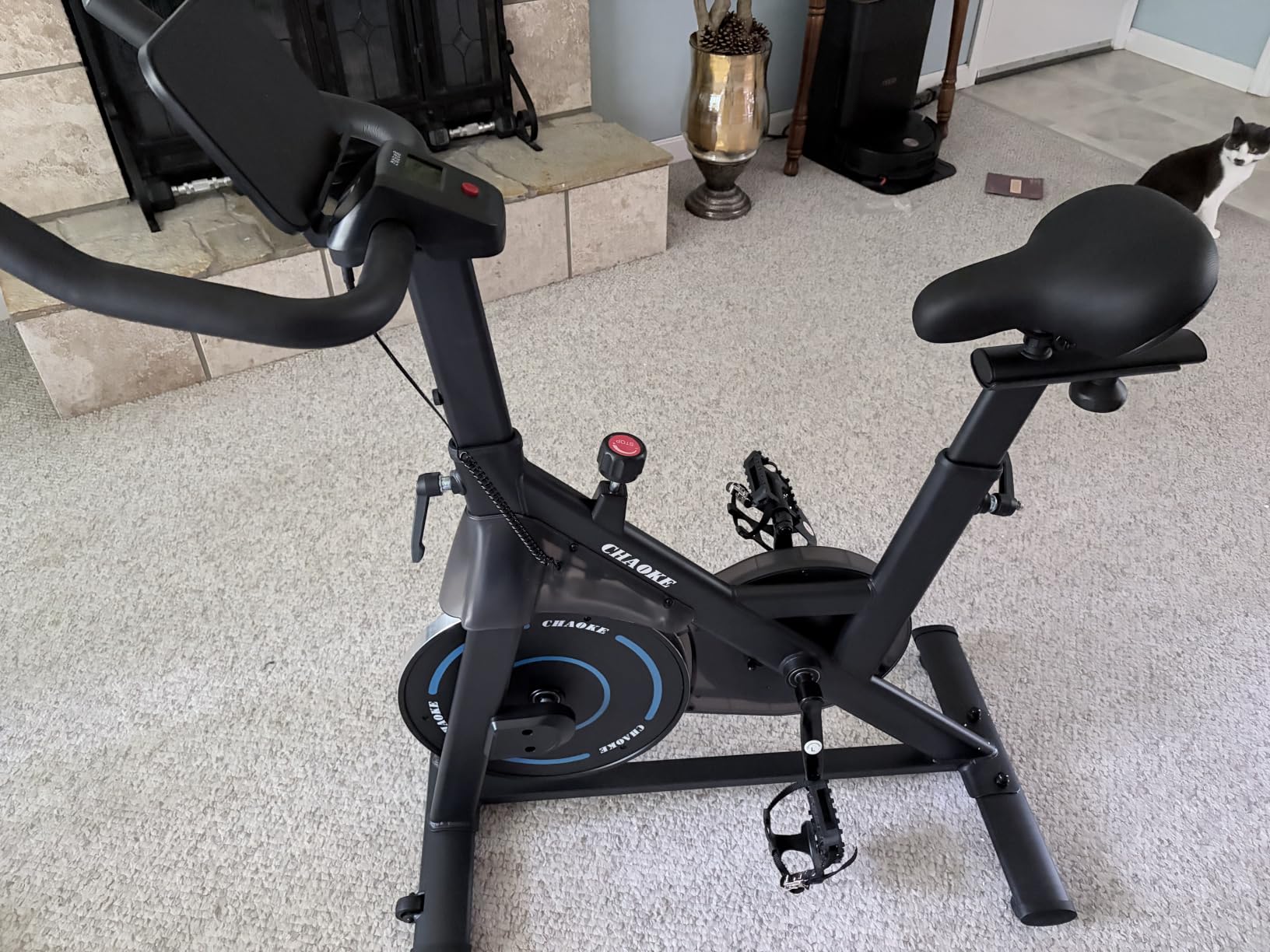 CHAOKE Quiet Adjustable Magnetic Resistance Stationary Bike for Home Cardio with App Compatible, 350LB Weight Capacity Indoor Cycling Bike customer photo 2