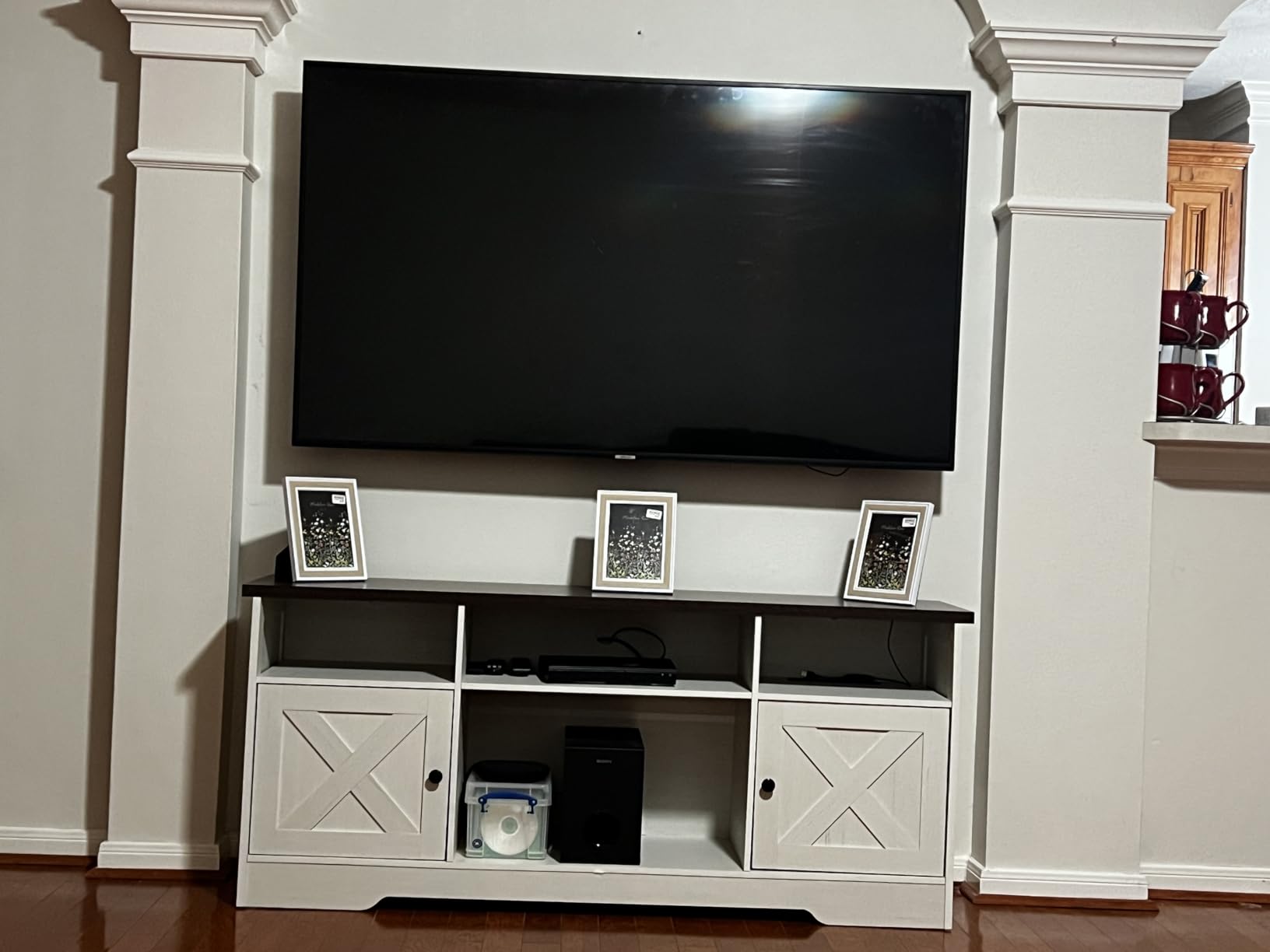 Casaottima TV Stand for 65 Inch TV, Entertainment Center, White | Farmhouse Entertainment Center, Power Outlet & LED Light, Storage Cabinets, Media Furniture for Living Room, Bedroom customer photo 2