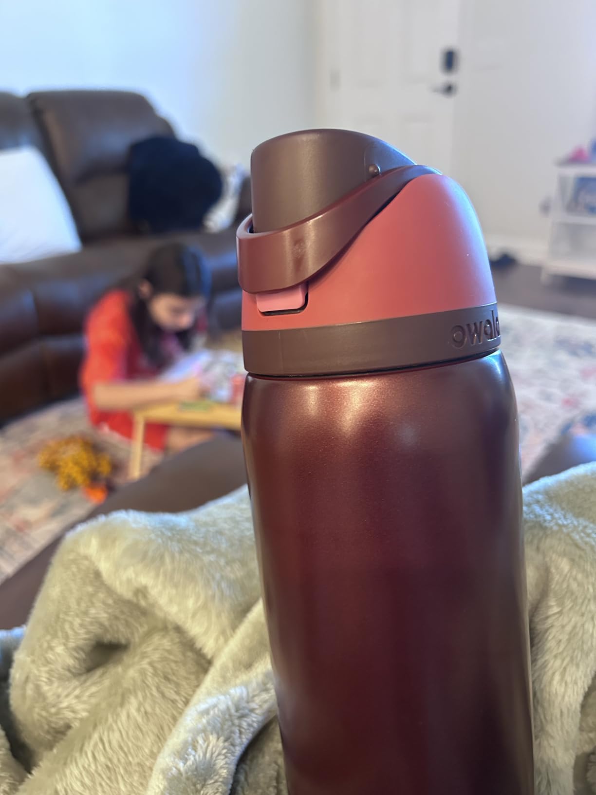 Owala FreeSip Insulated Stainless Steel Water Bottle with Straw, BPA-Free, 32 Oz, Black Cherry customer photo 1