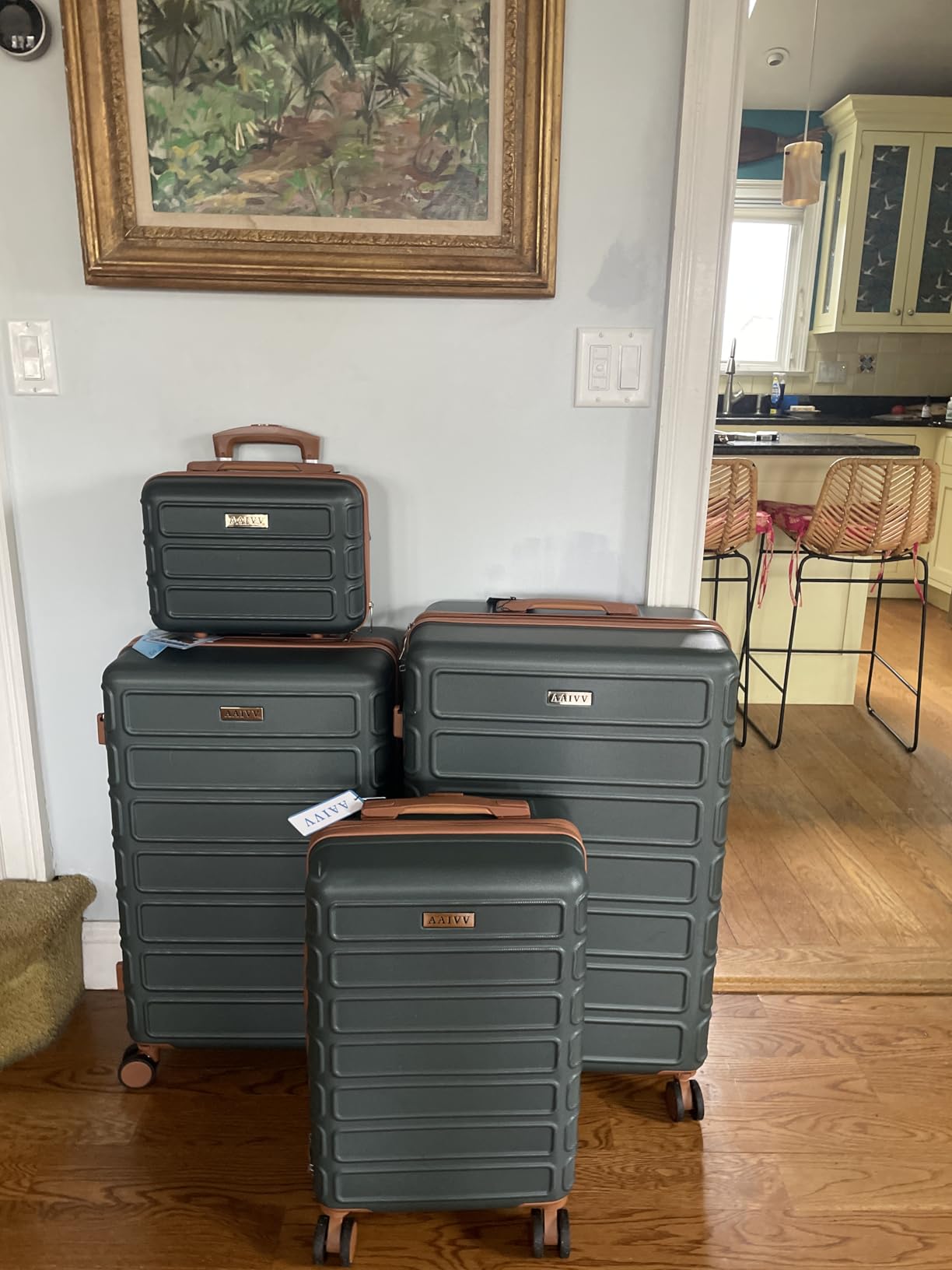 4 Piece Luggage Set Expandable ABS Travel Suitcase Set TSA Lock Hardshell Durable Lightweight Traveling Luggage Sets (Amy Green, 28in26in20in13in) customer photo 1