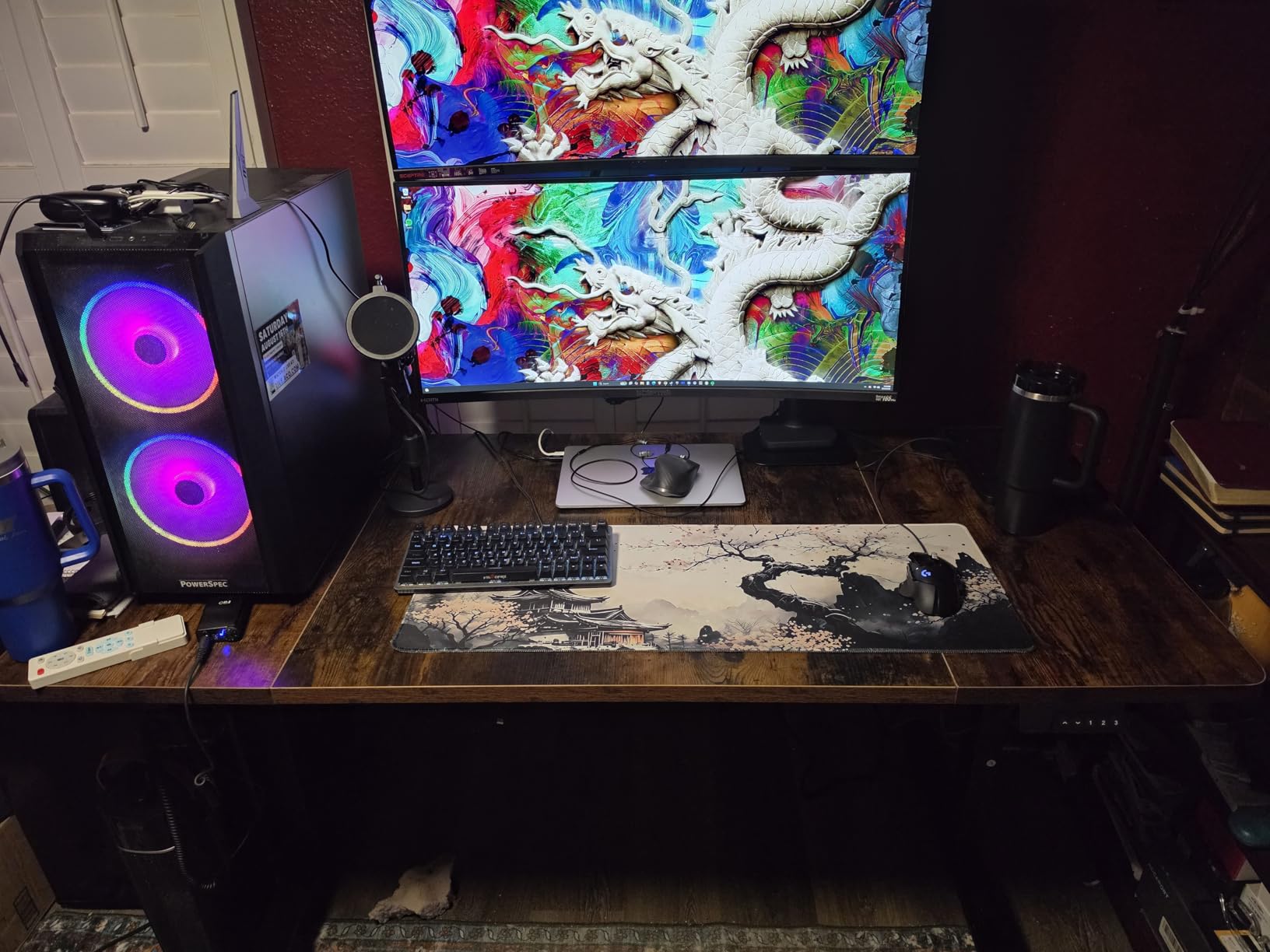 Electric Standing Desk Adjustable - 60x28 Inch Sit Stand Desk with 1 Inch Thick Tabletop, Double Beam Frame, 3 Memory Height Adjustment customer photo 2