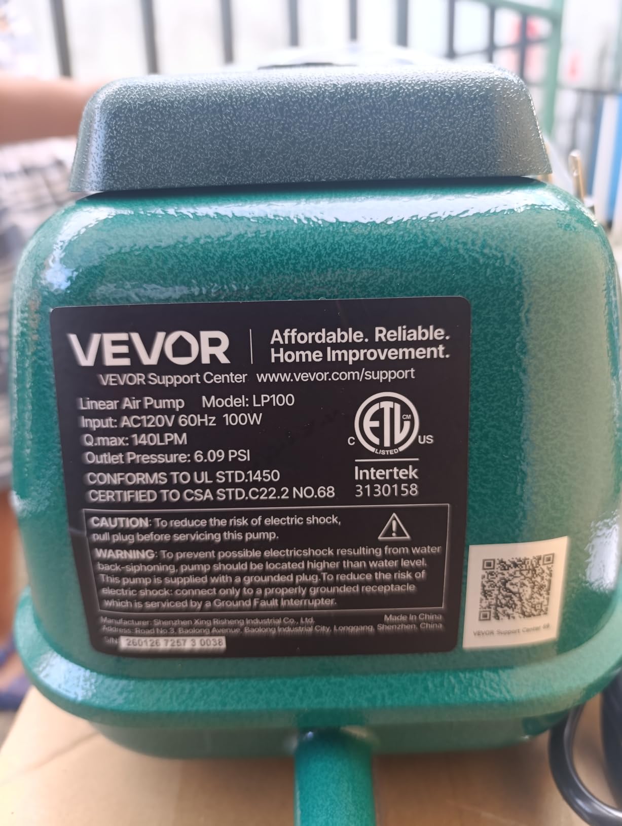 VEVOR Commercial Linear Air Pump 2219 GPH | High Output Aerator for Septic Tanks customer photo 1