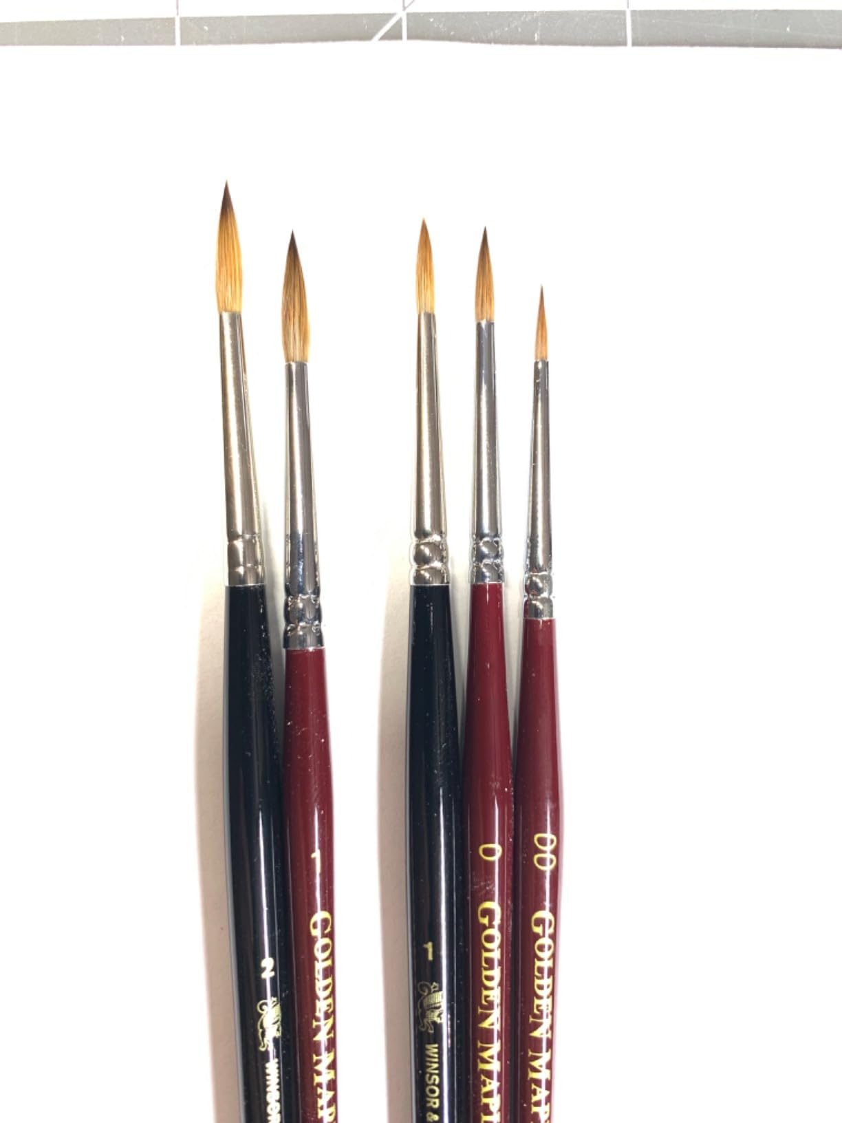 Golden Maple Kolinsky Sable Miniature Paint Brushes, 5PC Professional Detail Paint Brushes Arrow Point Paint Brush Set for Models, Watercolor Details, Figures & Gouache Painting, Black customer photo 2