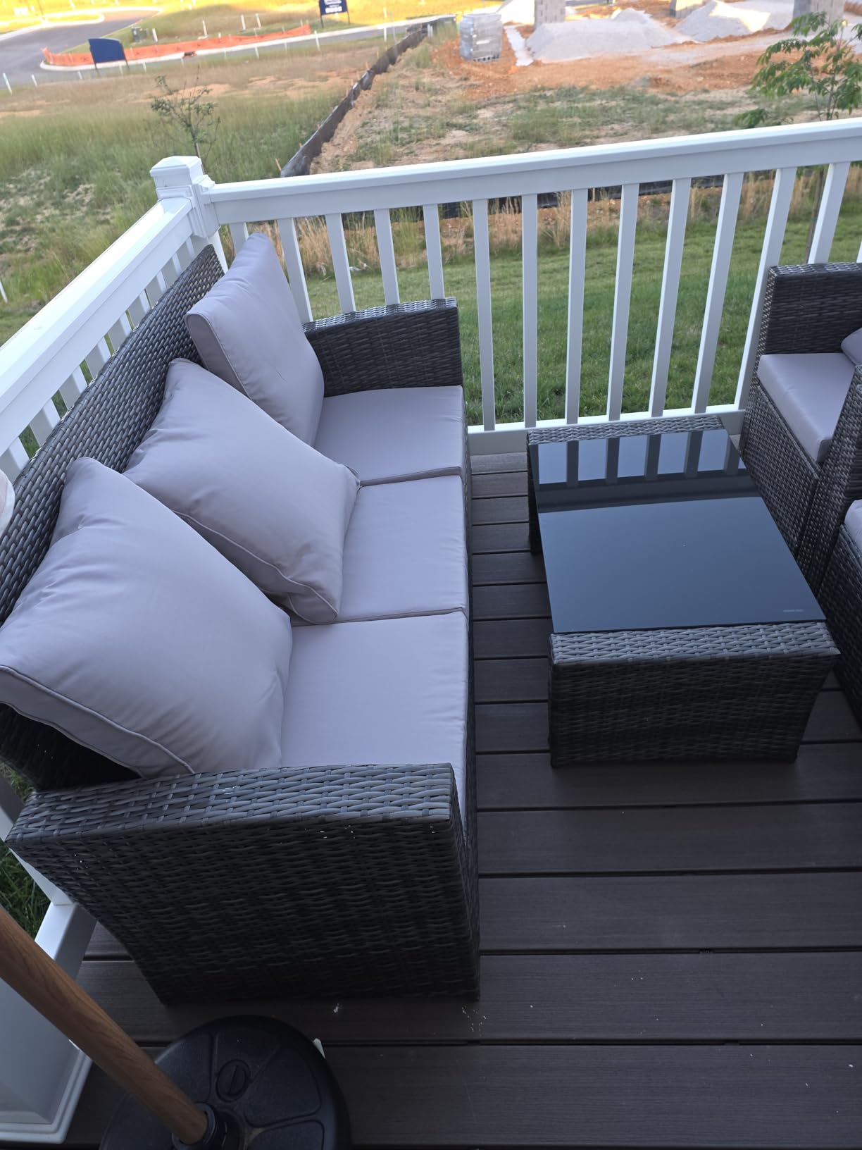 Wisteria Lane Patio Furniture Set, Wicker Outside Outdoor Furniture for All Weather, Patio Sofa with High Backrest Support and Wide Armrest for Backyard, Balcony, Deck, Porch, Navy Blue customer photo 2
