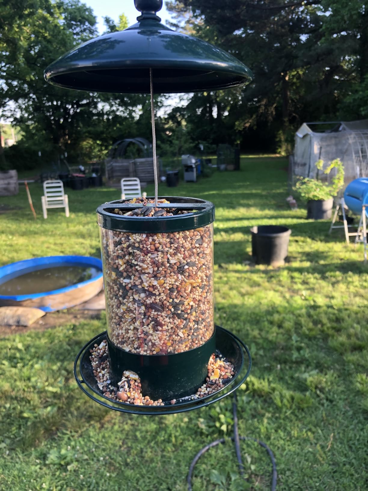 Gbekery Metal Bird Feeders for Outdoors Hanging, Weather Resistant Wild Bird Feeder with 360 Degree Feeding Tray, Copper customer photo 1