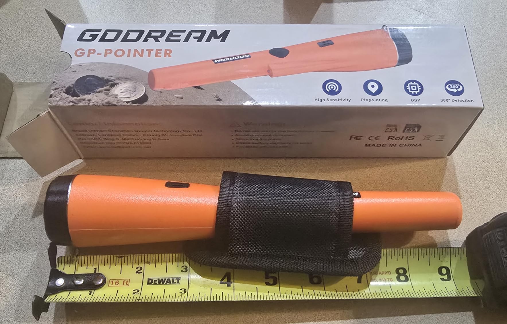 GDDREAM Metal Detector Pinpointer for Adults & Kids - Waterproof Handheld Pin Pointer Wand with LED Light, High Sensitivity 360° Detection, 2 Alert Modes, Treasure Finder Probe, Orange customer photo 1