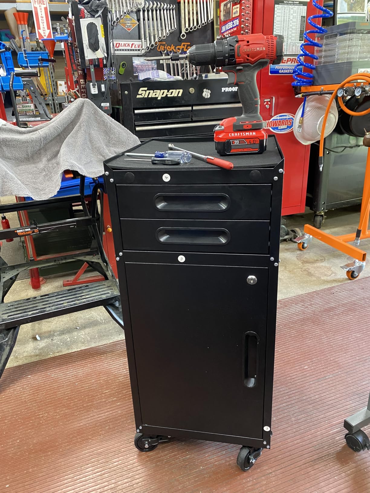Metal Garage Storage Cabinet with Wheels, Rolling Tool Cabinet with 6 Drawers, Heavy Duty Tool Cabinet with Workbench, Assembly Required, Black customer photo 1