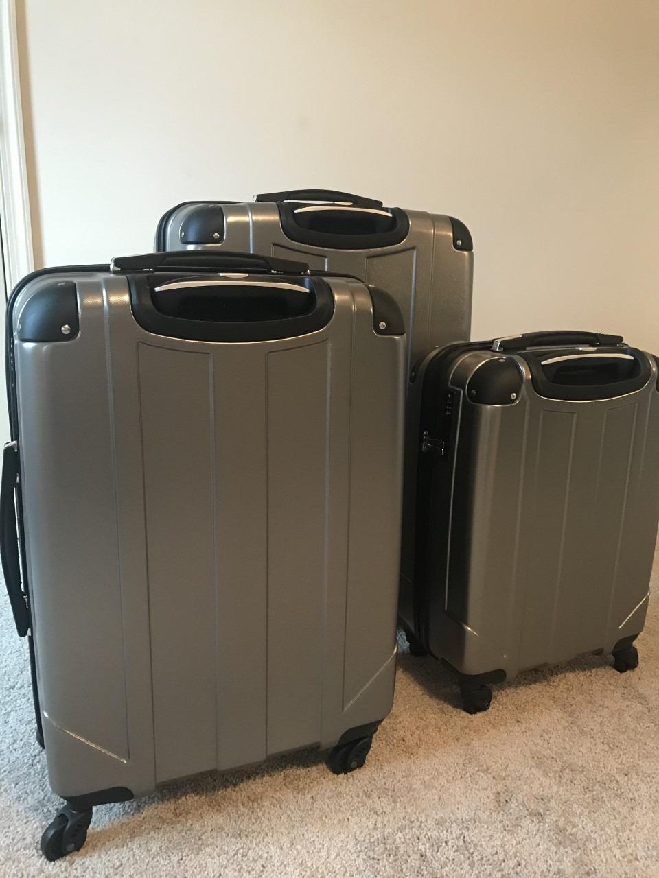 5 Piece Luggage Set Front Opening Expandable Hardside Carry On Suitcase with Double Spinner Wheels TSA Lock USB Port and Cup Holder,20