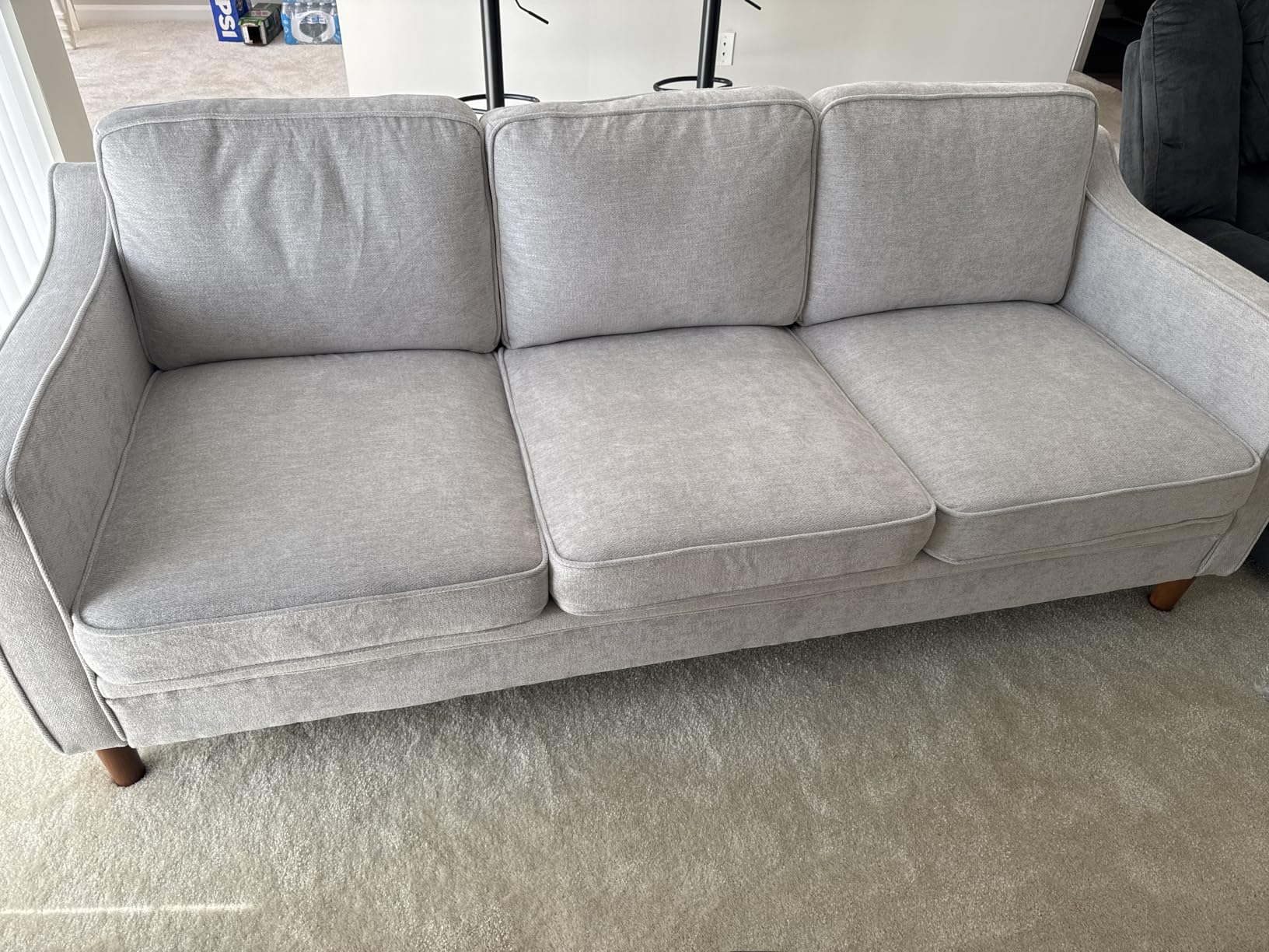 Kingfun Living Room Furniture Sets, 3 Seater Couch and Armchair, Mid Century Modern Sofa Set, Faux Leather Couch with Solid Wood Frame for Living Room & Bedroom, Olive Green customer photo 1
