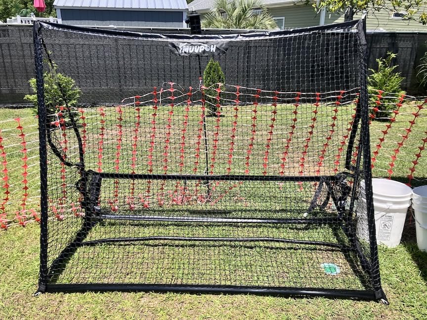Soccer Rebounder, 2-in-1 Rebounder Soccer with Safety Backstop Net, for Solo Passing, Receiving & Trapping Practice, Soccer Rebounder Board for Kids & Adult, Includes Carry Bag, Stakes & Sandbags customer photo 1